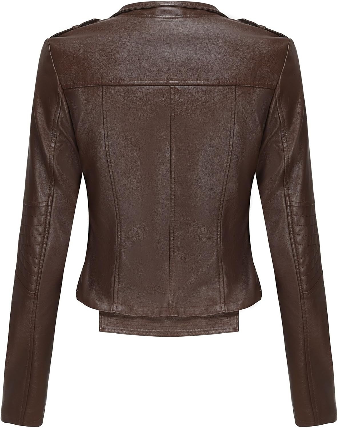 image:imageJEKEDG Womens Casual Blazer Collar Fashion Coat Vintage Biker Spring Fall Coat Jacket Faux Leather Zip Up CoatsCoffee 3