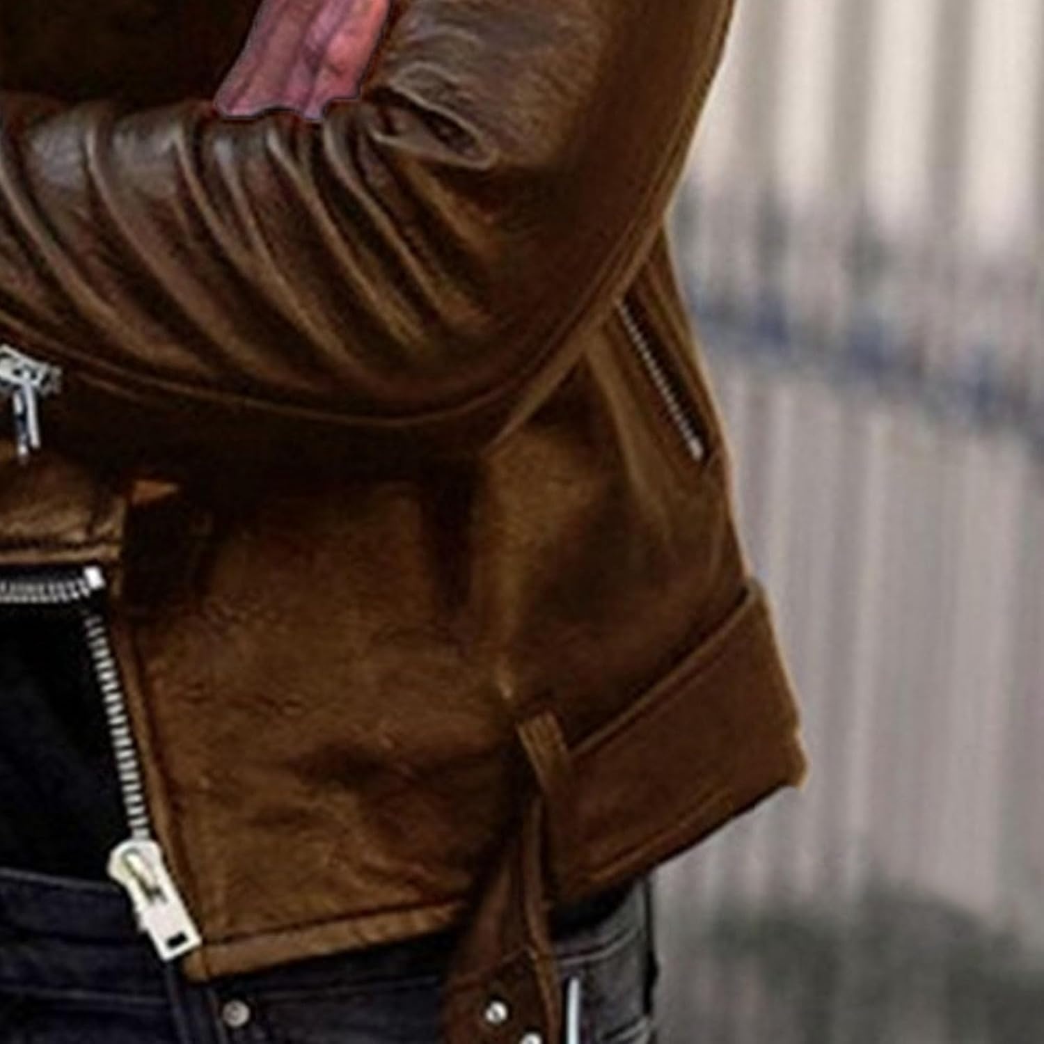 image:imageJEKEDG Womens Casual Blazer Collar Fashion Coat Vintage Biker Spring Fall Coat Jacket Faux Leather Zip Up CoatsCoffee