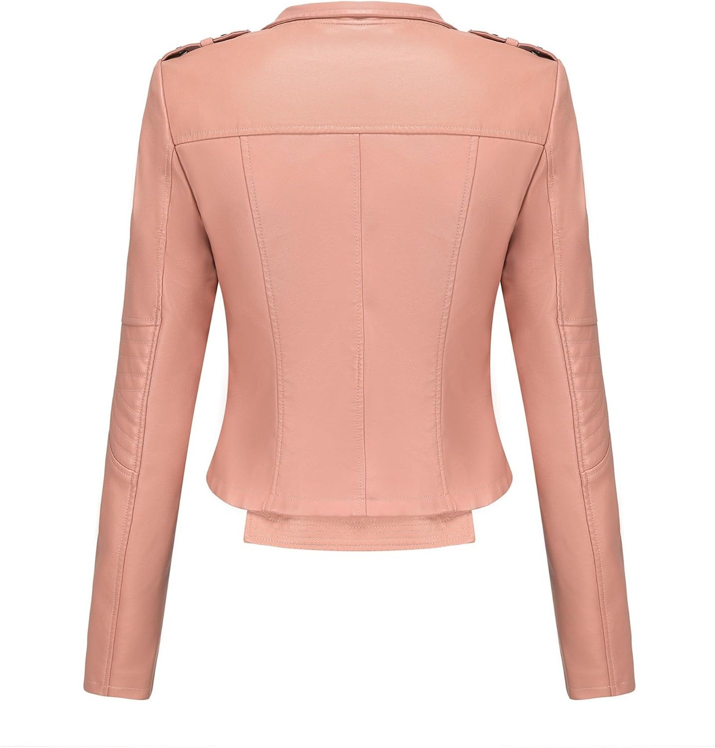 image:imageJEKEDG Womens Casual Blazer Collar Fashion Coat Vintage Biker Spring Fall Coat Jacket Faux Leather Zip Up CoatsPink 3