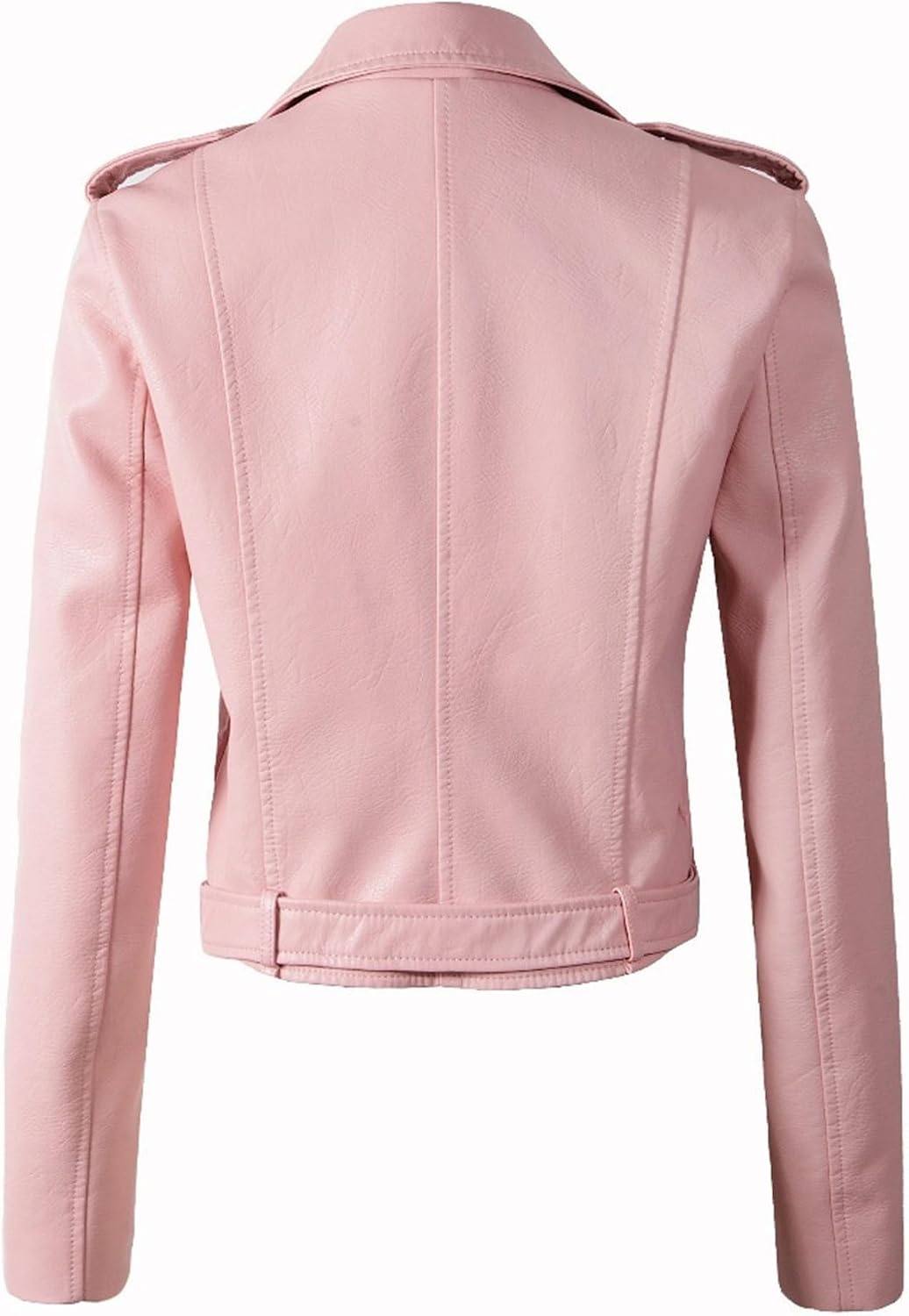 image:imageJEKEDG Womens Casual Blazer Collar Fashion Coat Vintage Biker Spring Fall Coat Jacket Faux Leather Zip Up CoatsPink