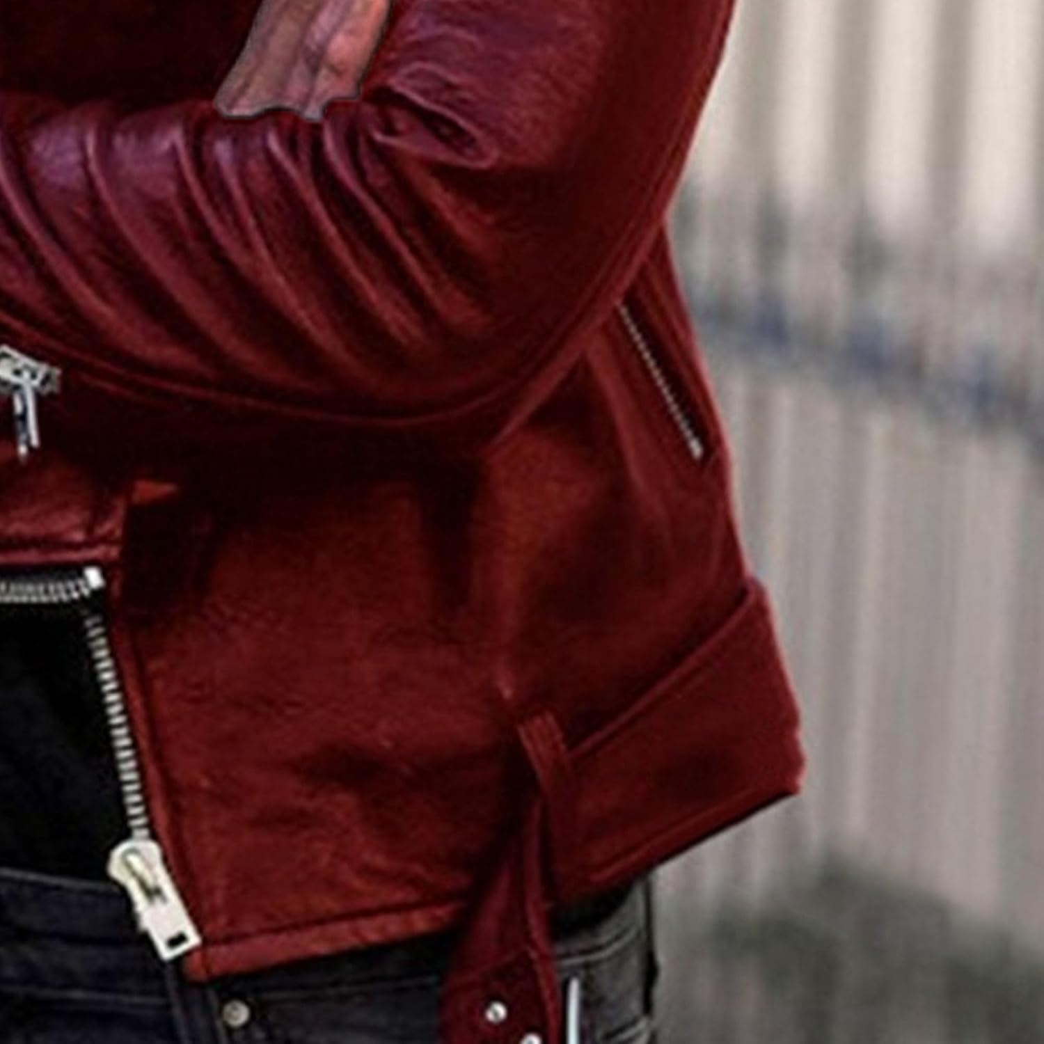 image:imageJEKEDG Womens Casual Blazer Collar Fashion Coat Vintage Biker Spring Fall Coat Jacket Faux Leather Zip Up CoatsRed