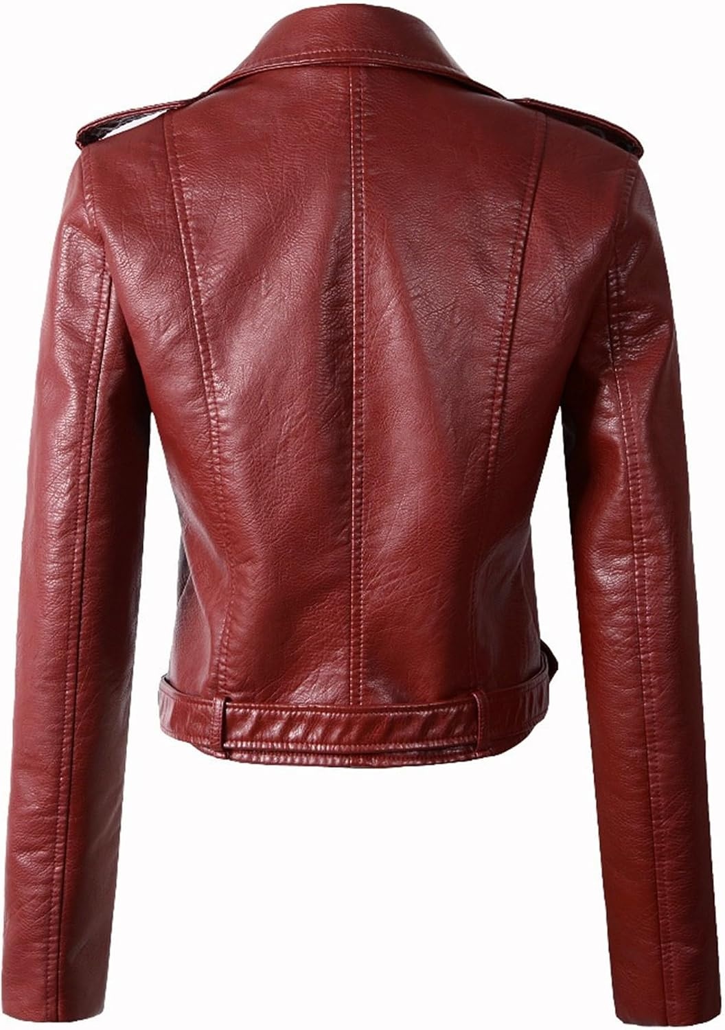image:imageJEKEDG Womens Casual Blazer Collar Fashion Coat Vintage Biker Spring Fall Coat Jacket Faux Leather Zip Up CoatsWinered2