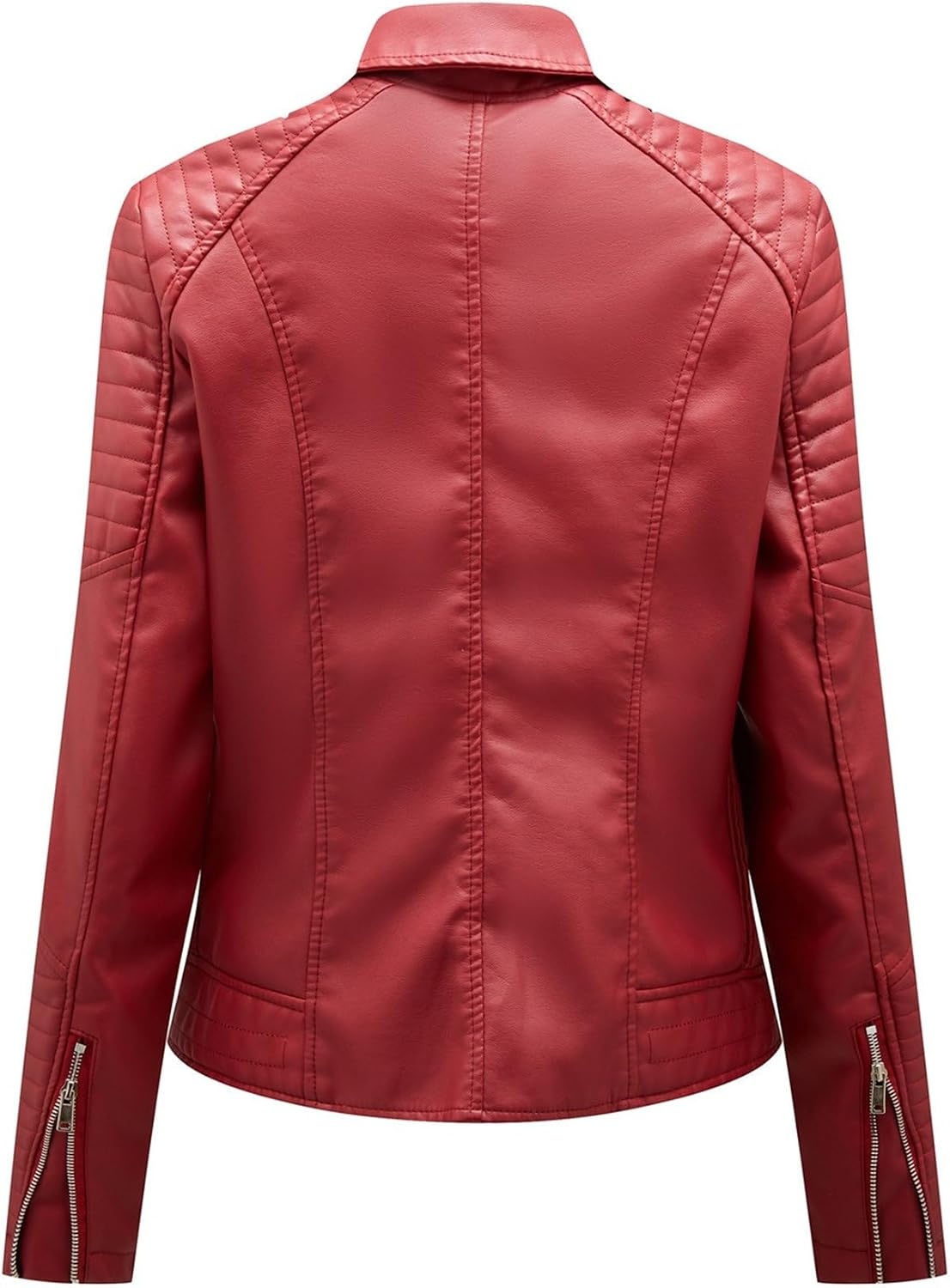 image:imageJEKEDG Womens Casual Blazer Collar Fashion Coat Vintage Biker Spring Fall Coat Jacket Faux Leather Zip Up CoatsWinered4