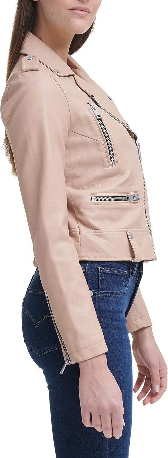 image:imageLevis Womens Faux Leather Contemporary Motorcycle Jacket Standard and PlusBiscotti