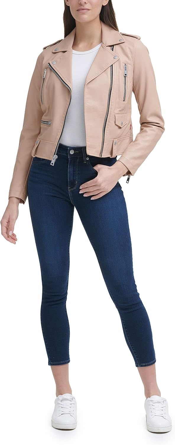 image:imageLevis Womens Faux Leather Contemporary Motorcycle Jacket Standard and PlusBiscotti