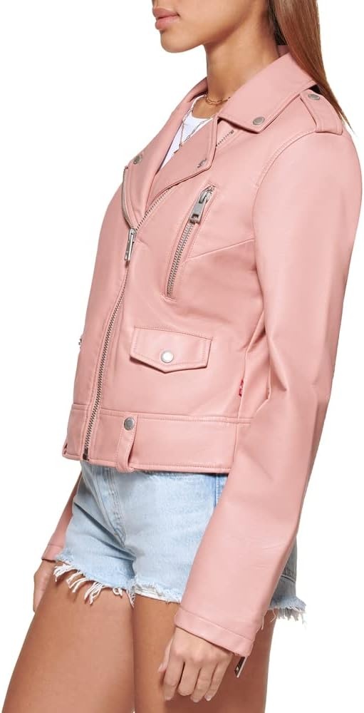 image:imageLevis Womens Faux Leather Contemporary Motorcycle Jacket Standard and PlusCameo Brown