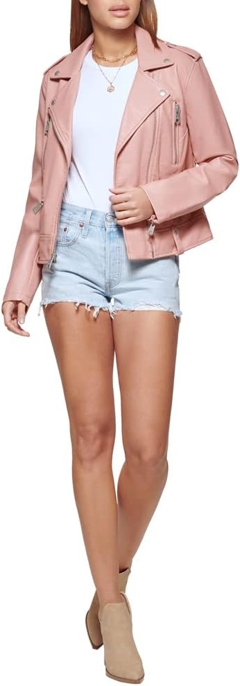 image:imageLevis Womens Faux Leather Contemporary Motorcycle Jacket Standard and PlusCameo Brown