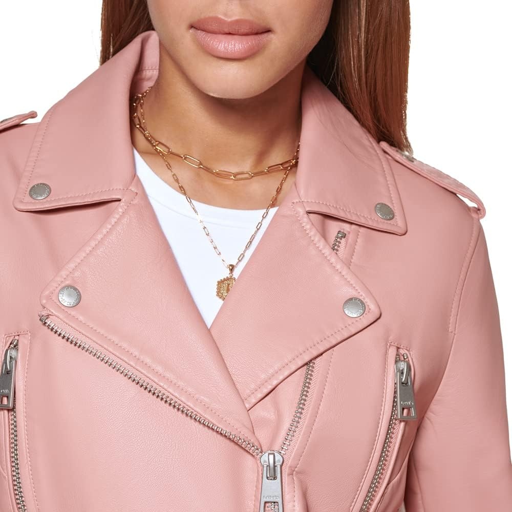 image:imageLevis Womens Faux Leather Contemporary Motorcycle Jacket Standard and PlusCameo Brown