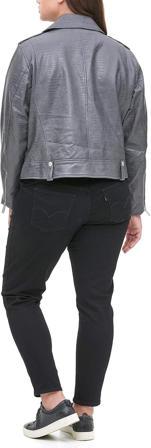 image:imageLevis Womens Faux Leather Contemporary Motorcycle Jacket Standard and PlusCharcoal Croc