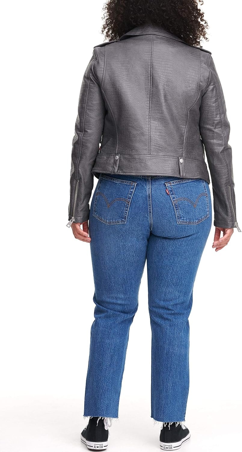 image:imageLevis Womens Faux Leather Contemporary Motorcycle Jacket Standard and PlusCharcoal Croc