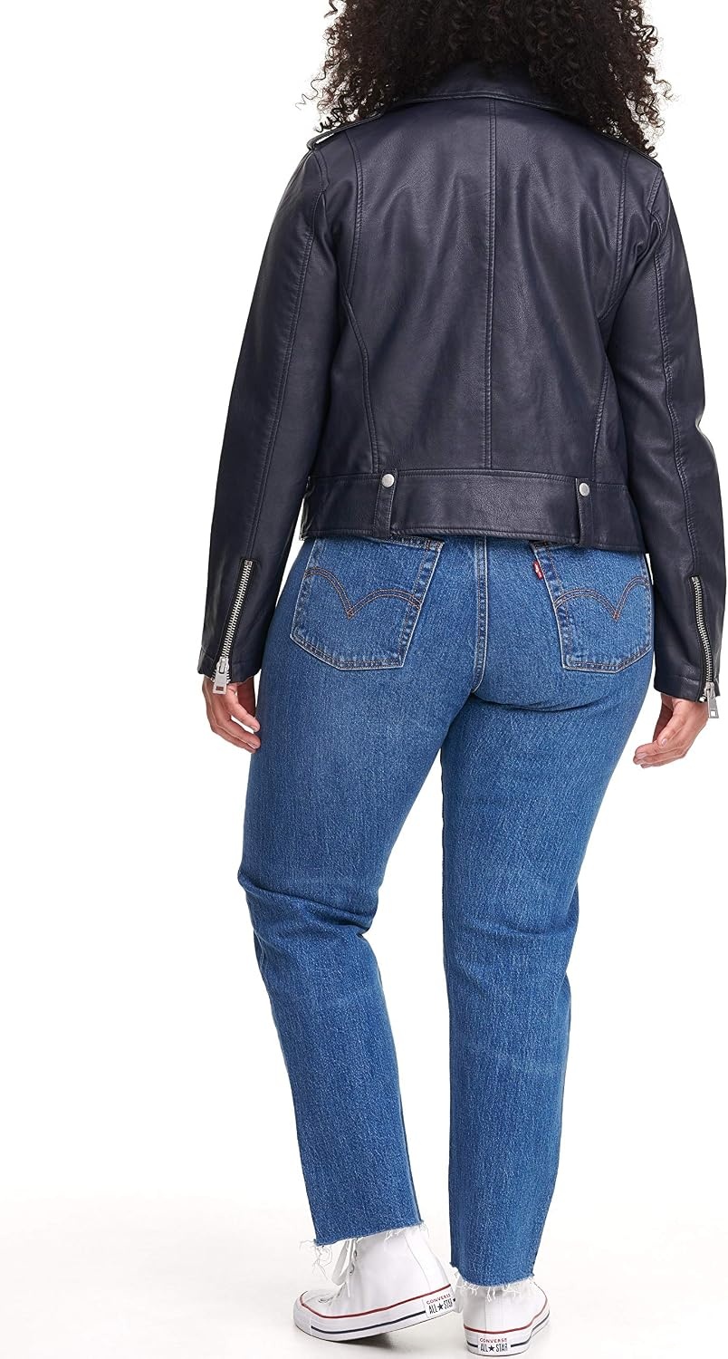 image:imageLevis Womens Faux Leather Contemporary Motorcycle Jacket Standard and PlusNavy