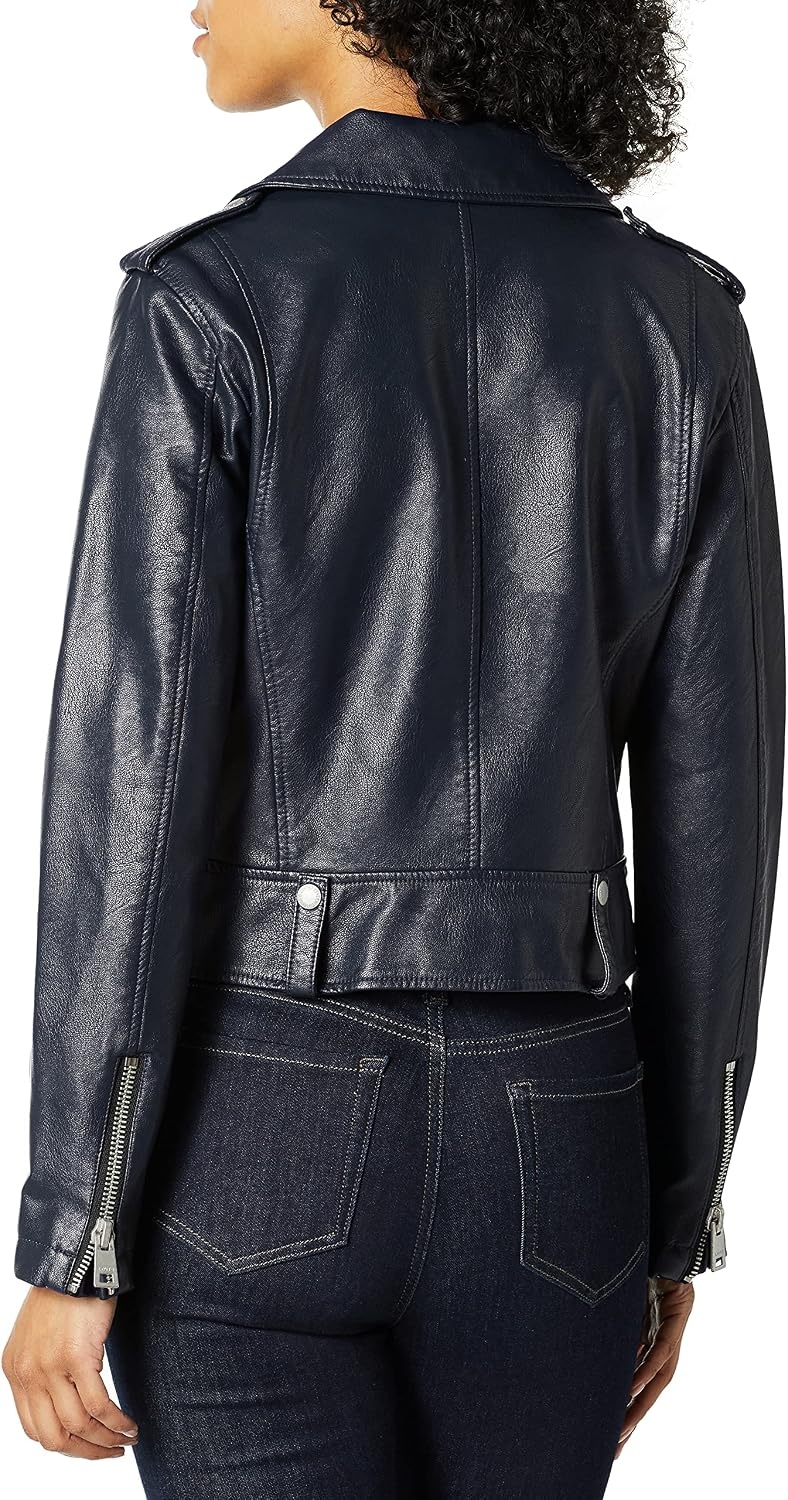 image:imageLevis Womens Faux Leather Contemporary Motorcycle Jacket Standard and PlusNavy