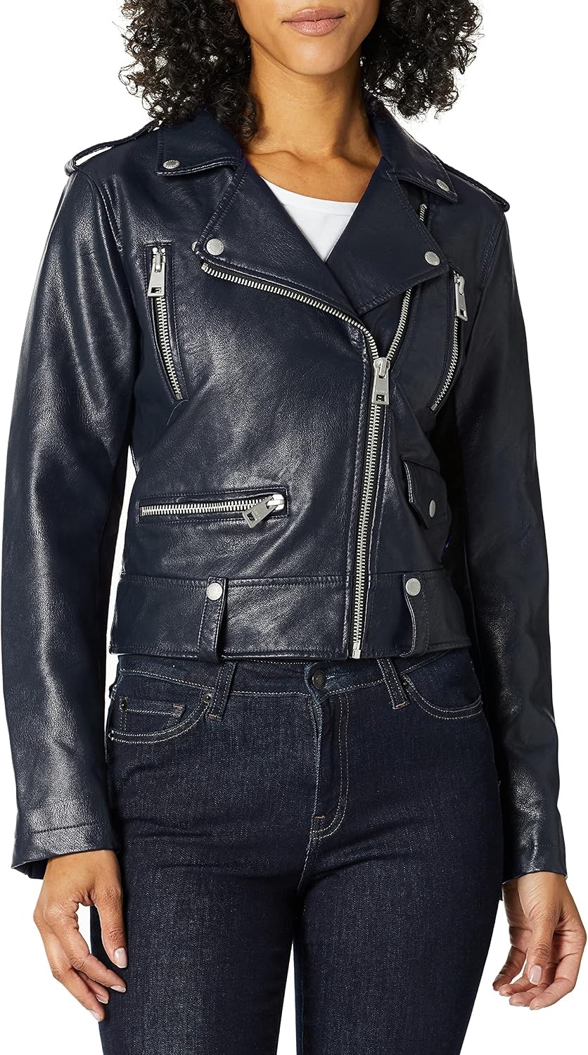 image:imageLevis Womens Faux Leather Contemporary Motorcycle Jacket Standard and PlusNavy