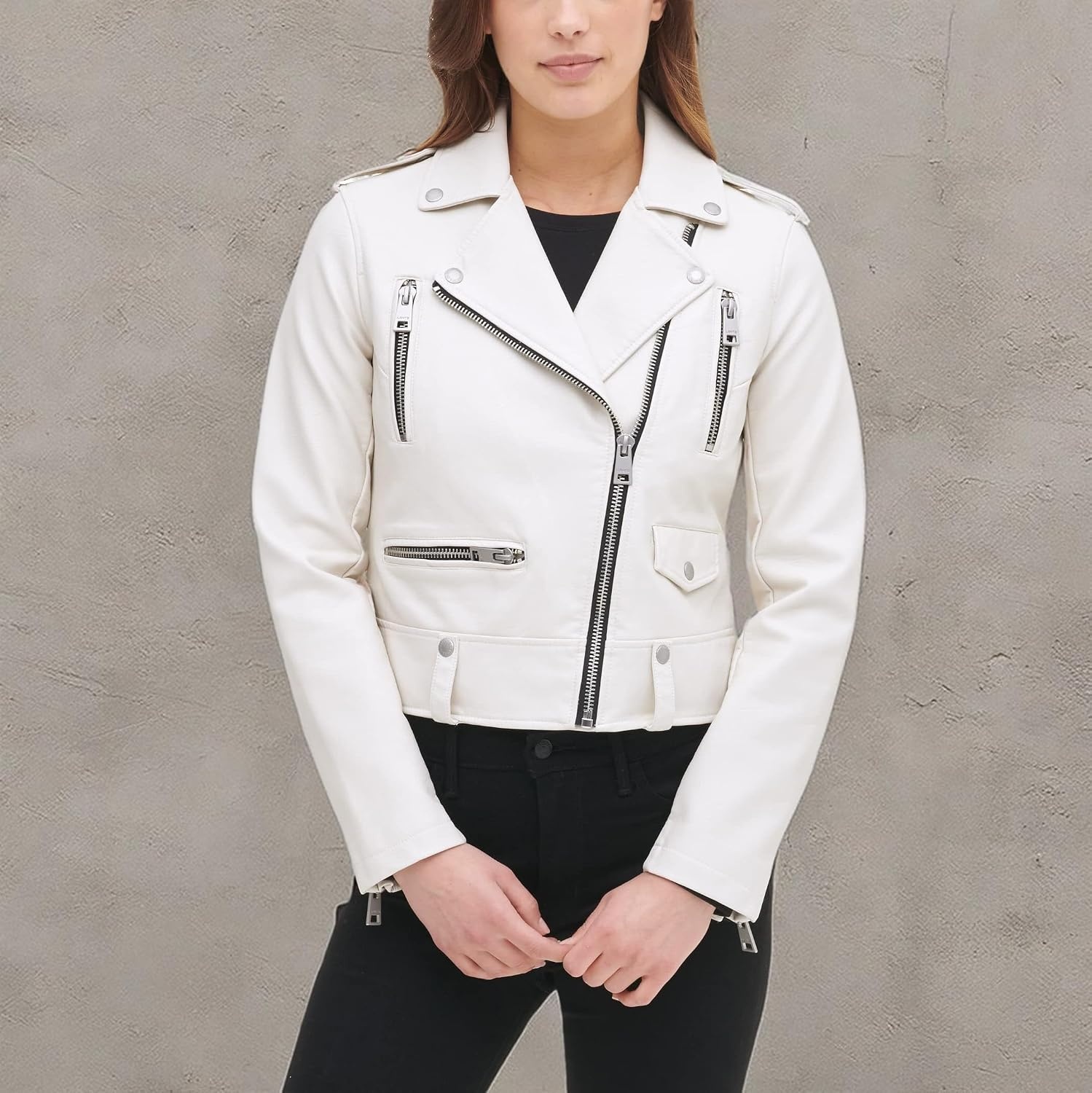 image:imageLevis Womens Faux Leather Contemporary Motorcycle Jacket Standard and PlusOyster