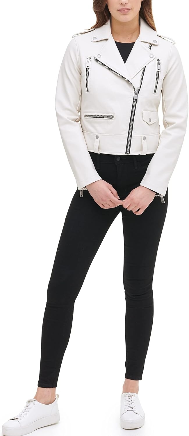 image:imageLevis Womens Faux Leather Contemporary Motorcycle Jacket Standard and PlusOyster