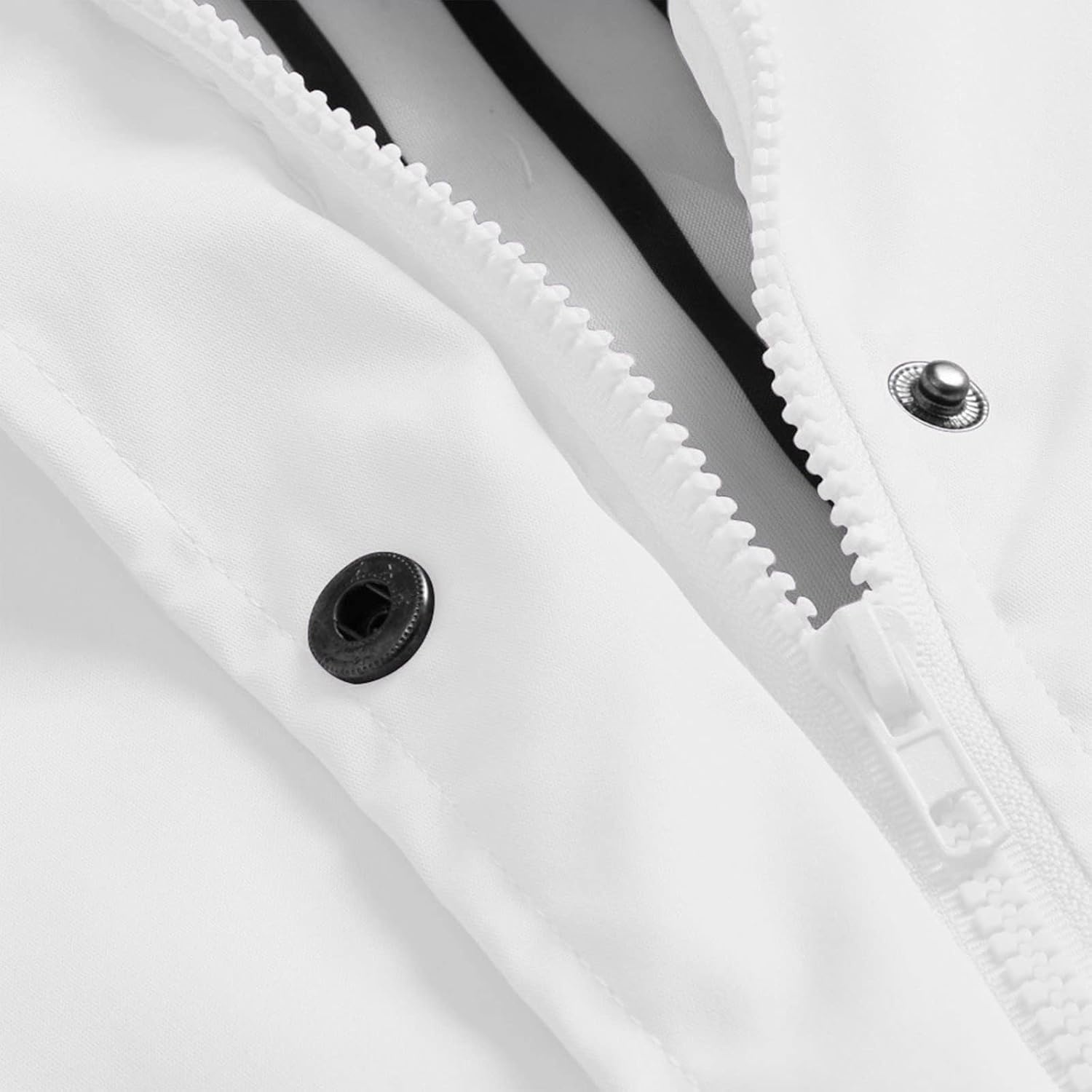 image:imageNAMTYQX Womens Hooded Raincoat Lightweight Fit Plus Size Waterproof Dressy Zip up Rain Jacket Windbreaker with Pockets02white
