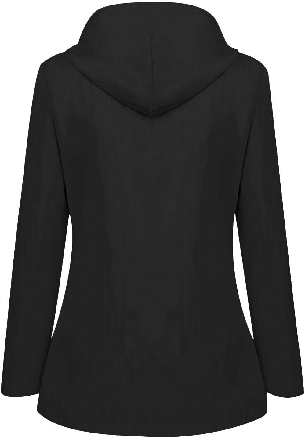 image:imageNAMTYQX Womens Hooded Raincoat Lightweight Fit Plus Size Waterproof Dressy Zip up Rain Jacket Windbreaker with Pockets03black