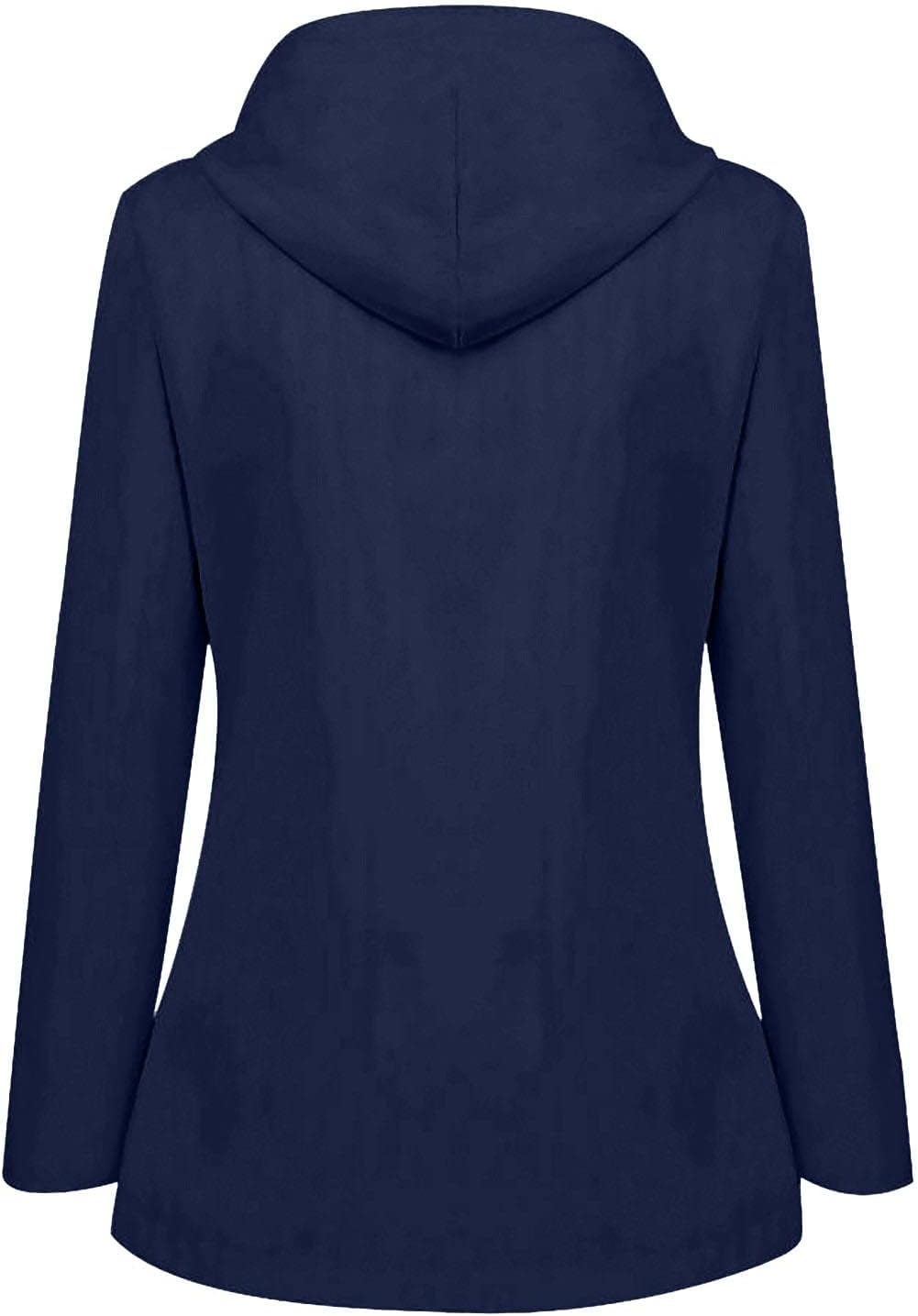 image:imageNAMTYQX Womens Hooded Raincoat Lightweight Fit Plus Size Waterproof Dressy Zip up Rain Jacket Windbreaker with Pockets03dark Blue