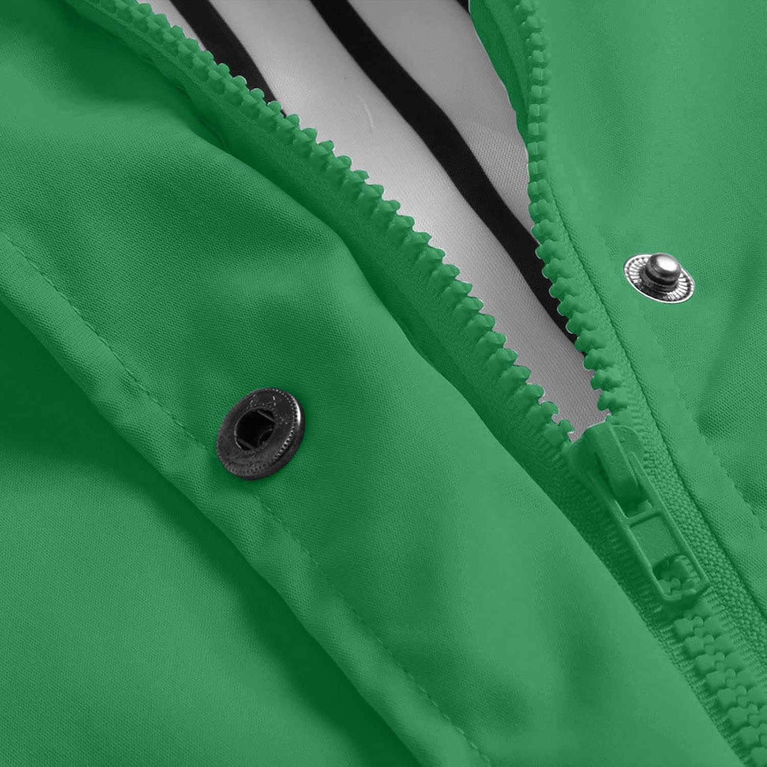 image:imageNAMTYQX Womens Hooded Raincoat Lightweight Fit Plus Size Waterproof Dressy Zip up Rain Jacket Windbreaker with Pockets03green