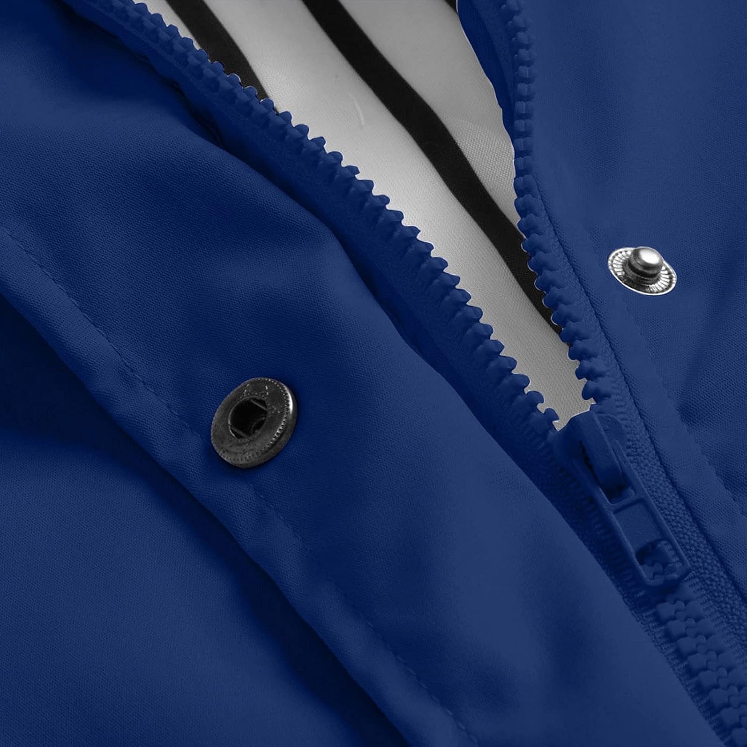 image:imageNAMTYQX Womens Hooded Raincoat Lightweight Fit Plus Size Waterproof Dressy Zip up Rain Jacket Windbreaker with PocketsBlue
