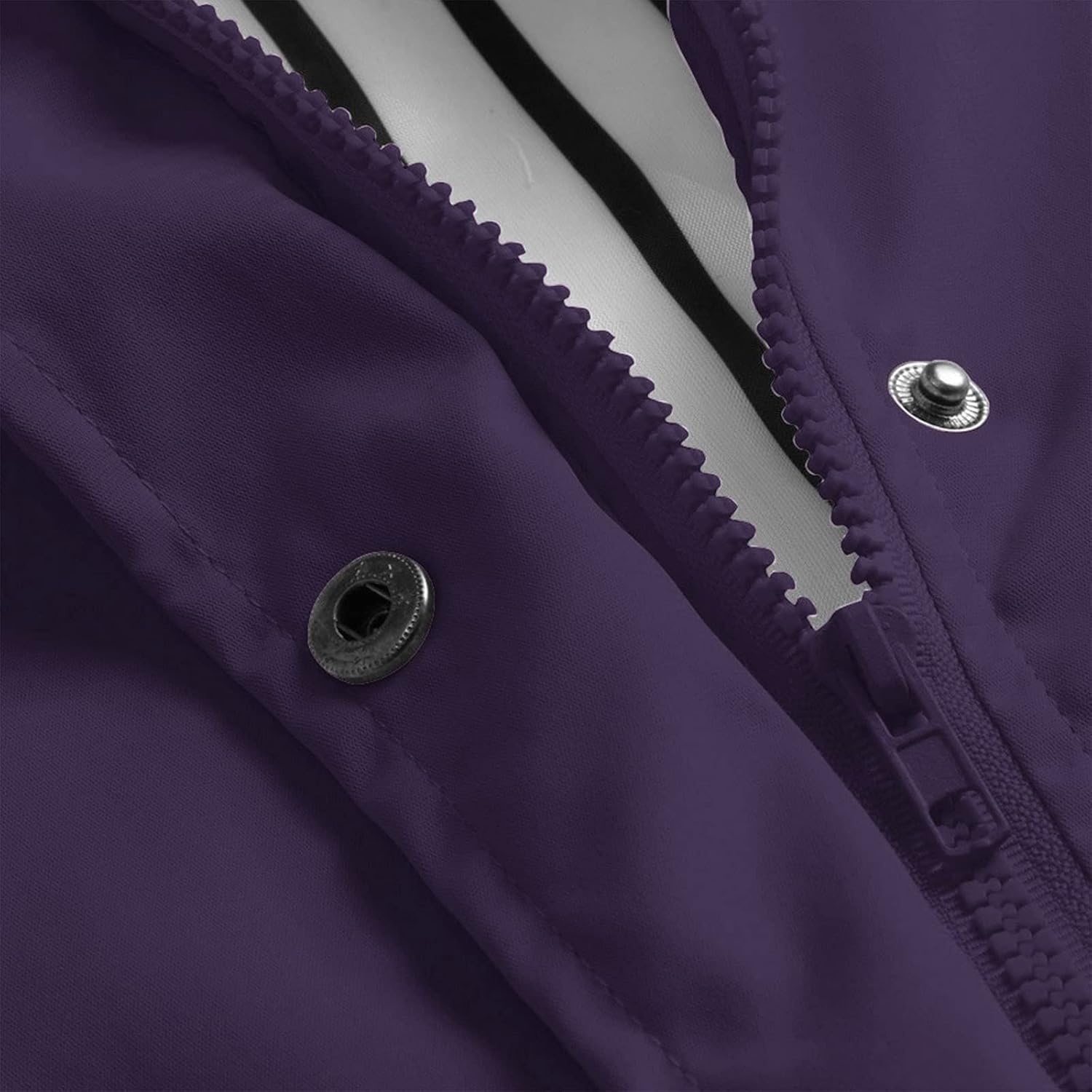 image:imageNAMTYQX Womens Hooded Raincoat Lightweight Fit Plus Size Waterproof Dressy Zip up Rain Jacket Windbreaker with PocketsDark Purple