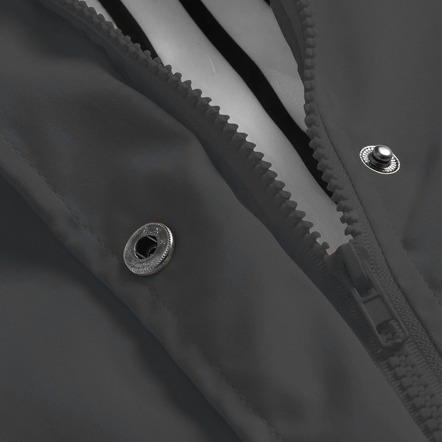 image:imageNAMTYQX Womens Hooded Raincoat Lightweight Fit Plus Size Waterproof Dressy Zip up Rain Jacket Windbreaker with PocketsGray