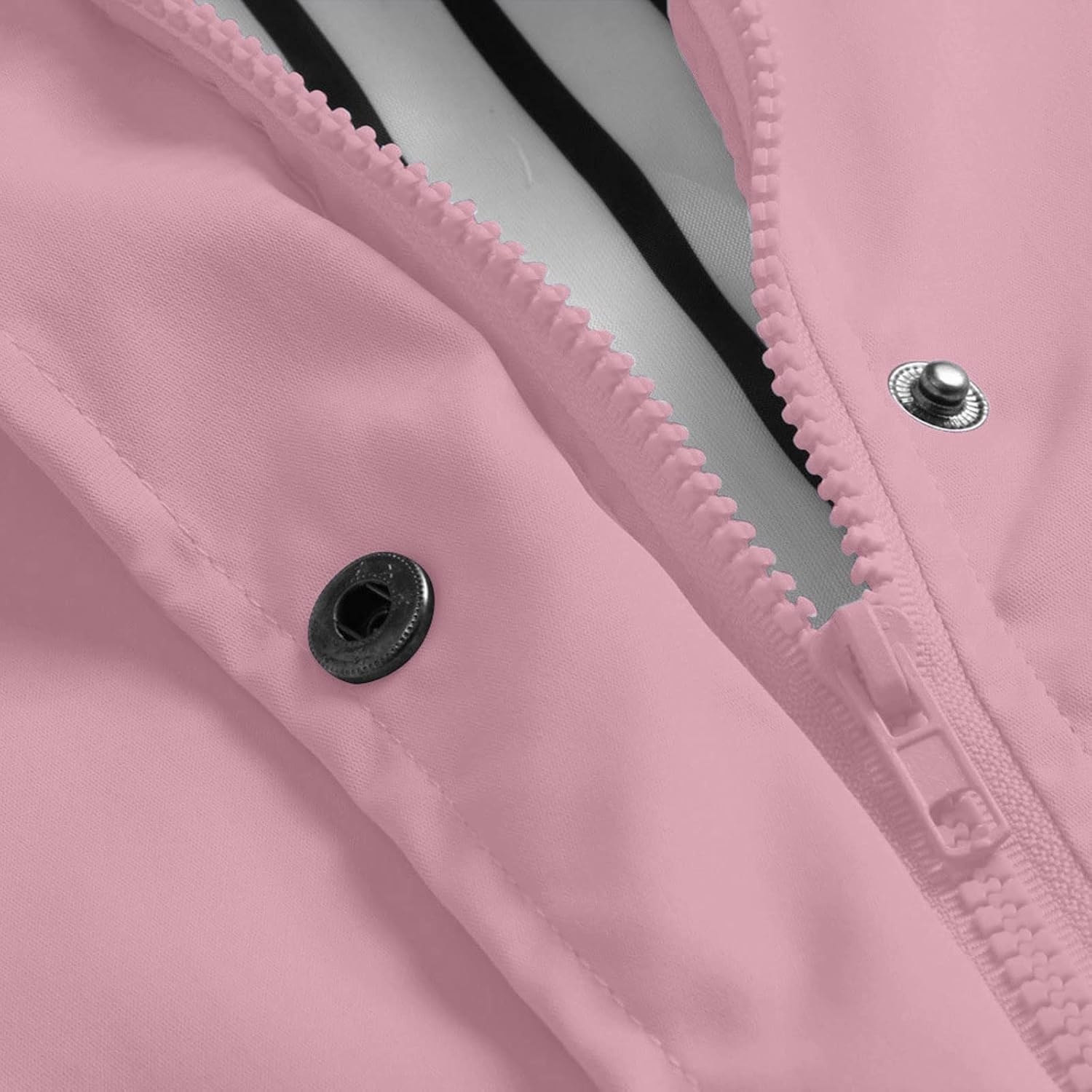 image:imageNAMTYQX Womens Hooded Raincoat Lightweight Fit Plus Size Waterproof Dressy Zip up Rain Jacket Windbreaker with PocketsPink