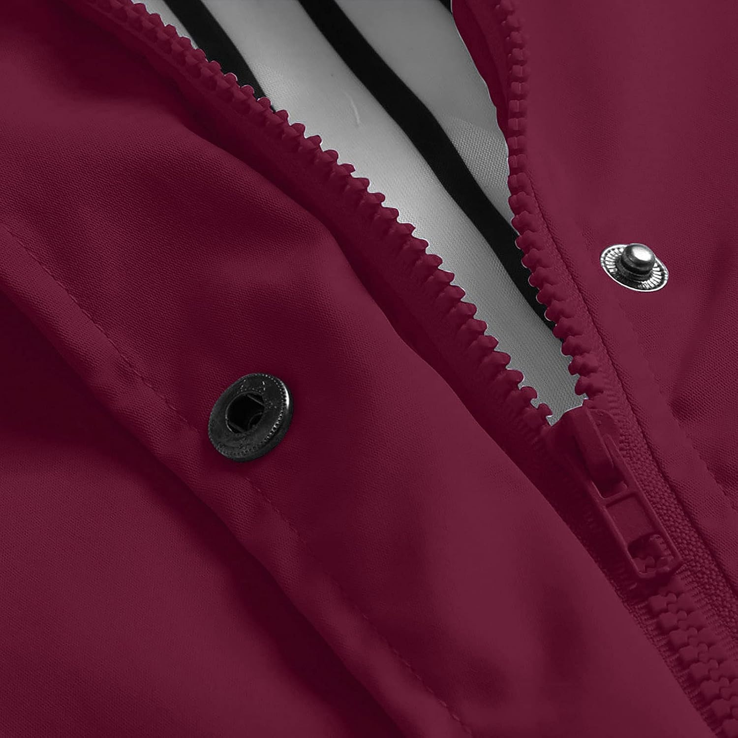 image:imageNAMTYQX Womens Hooded Raincoat Lightweight Fit Plus Size Waterproof Dressy Zip up Rain Jacket Windbreaker with PocketsWine