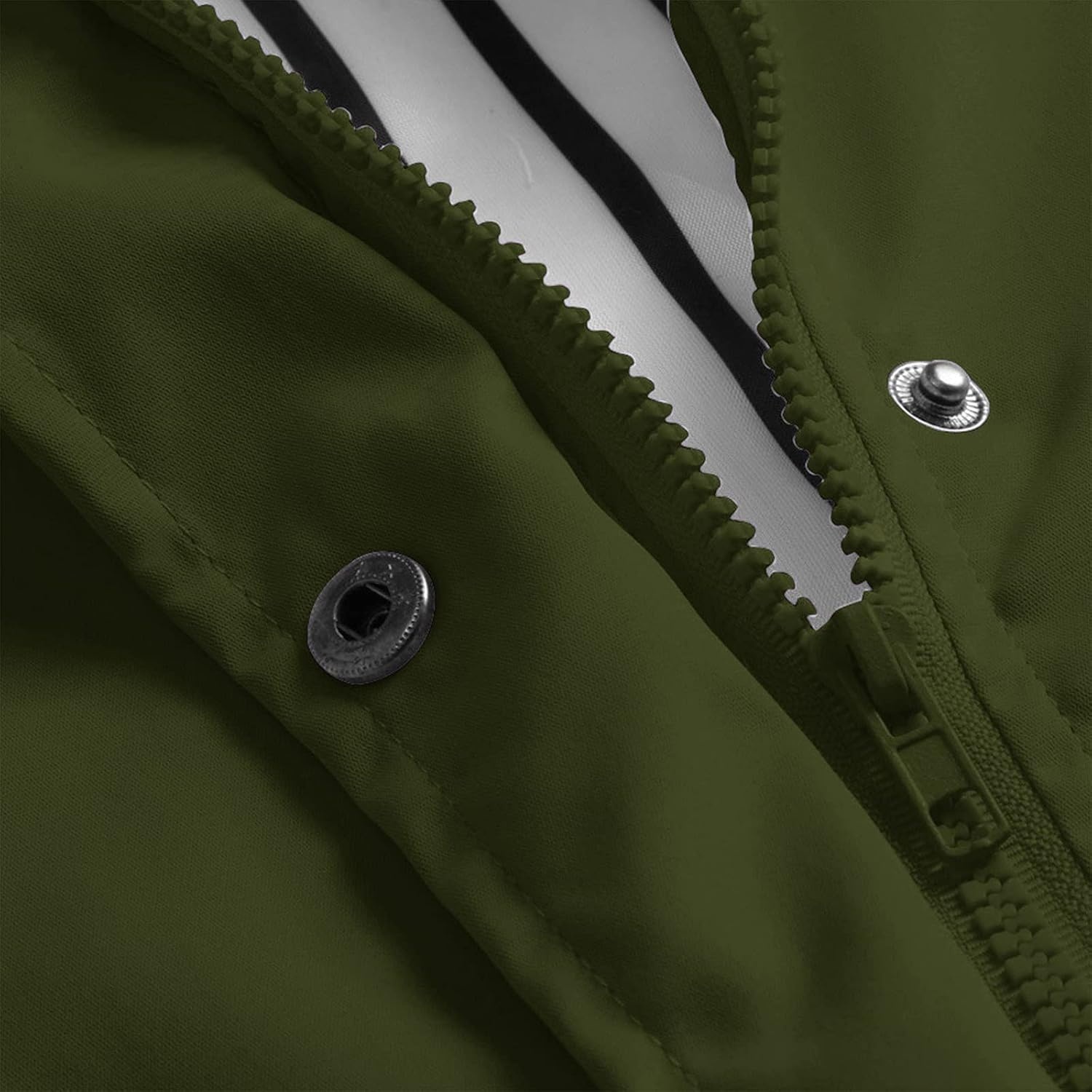image:imageNAMTYQX Womens Hooded Raincoat Lightweight Fit Plus Size Waterproof Dressy Zip up Rain Jacket Windbreaker with PocketsXarmy Green