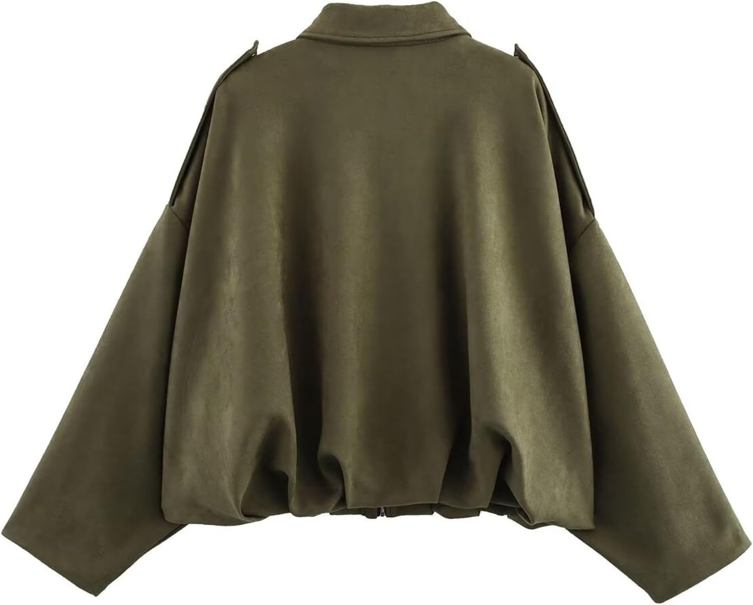 image:imageWOWULOVELY Womens Faux Suede Bomber Jacket Lapel Pilot Motorcycle Coat Spring Long Sleeves Trendy Streetwear Outerwear01pocket Army Green