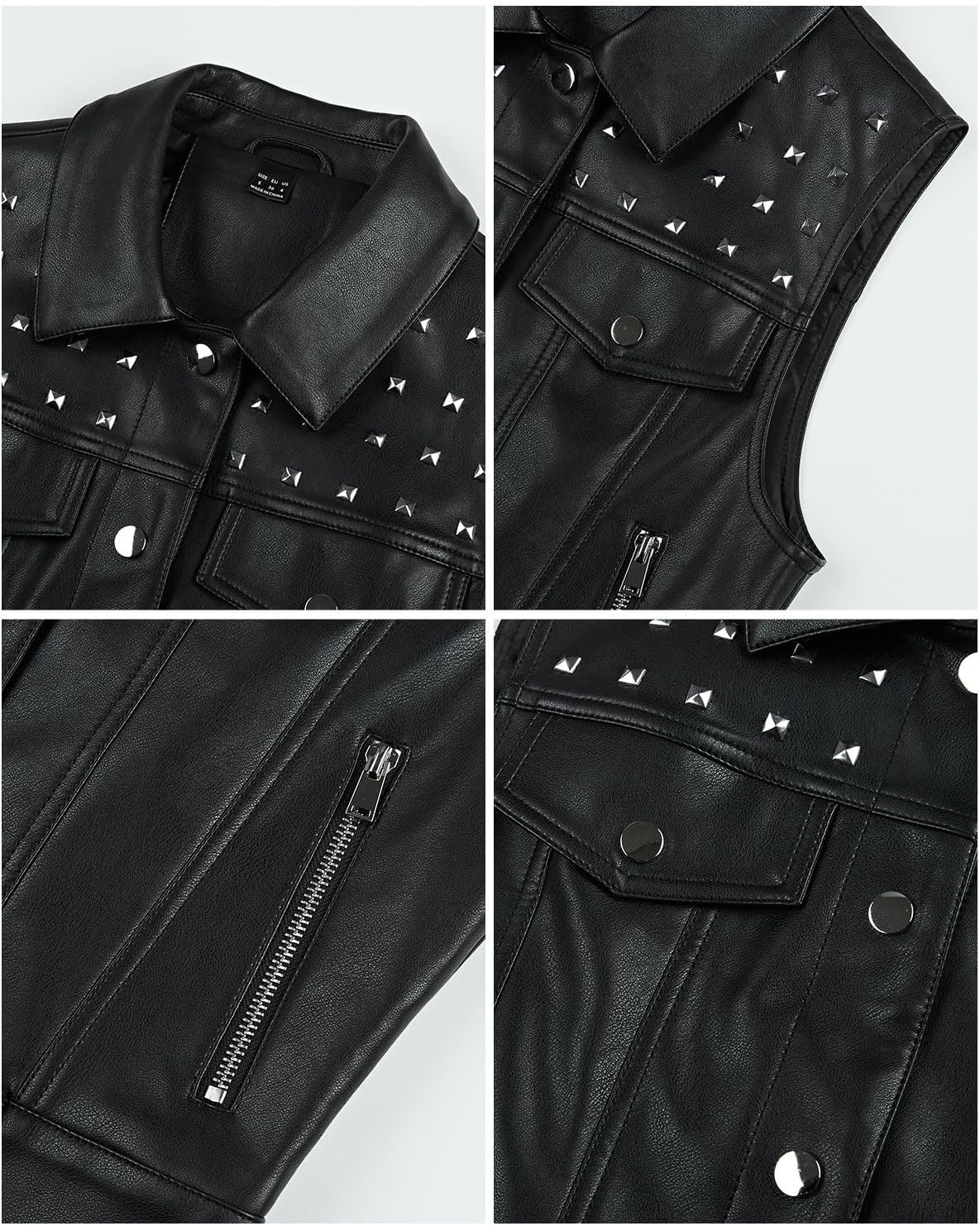 image:imageWomen Faux Leather Vest Rivet Moto Biker Motorcycle Waistcoat soft PU leathercropped slim silhouetterivet buckle decorationchest decorative pocketzip layering vest119 Red