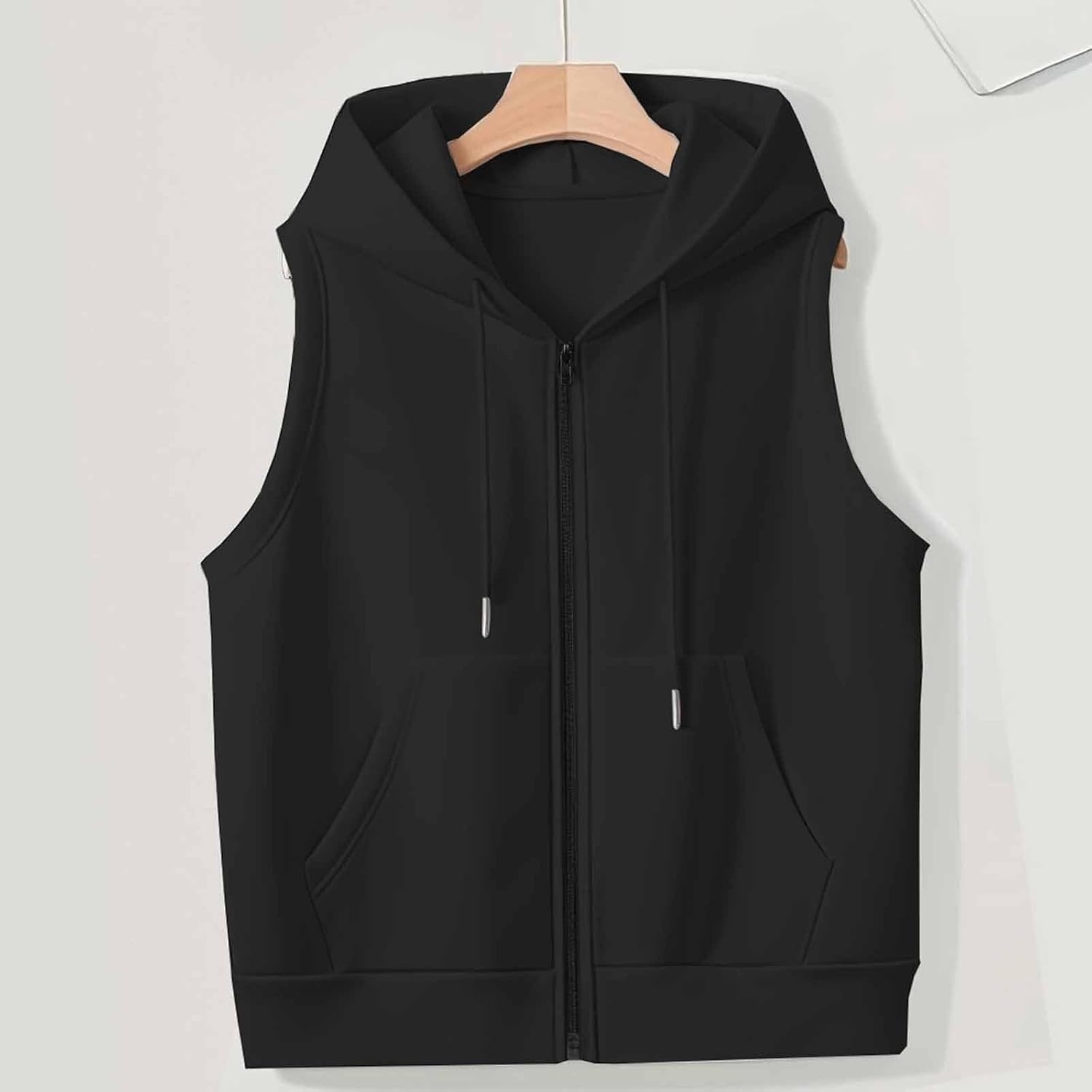 image:imageWomens Oversized Zip Up Sweatshirts Sleeveless Hoodie Lightweight Jackets Vest Plus Size Fall Lightweight CoatBlack