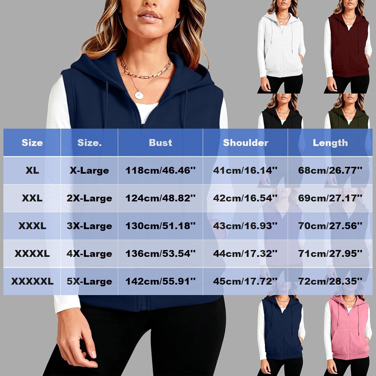 image:imageWomens Oversized Zip Up Sweatshirts Sleeveless Hoodie Lightweight Jackets Vest Plus Size Fall Lightweight CoatPink