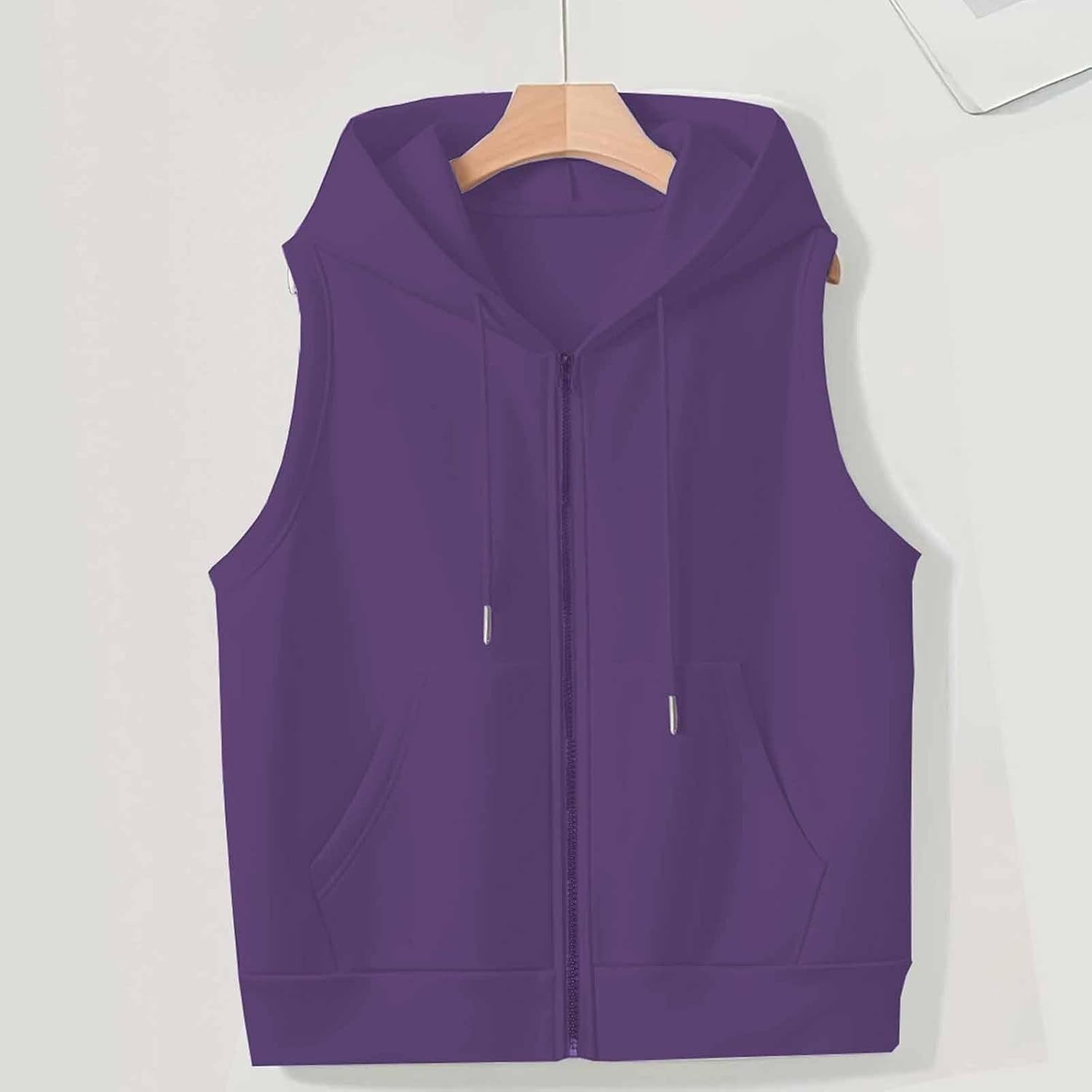 image:imageWomens Oversized Zip Up Sweatshirts Sleeveless Hoodie Lightweight Jackets Vest Plus Size Fall Lightweight CoatPurple