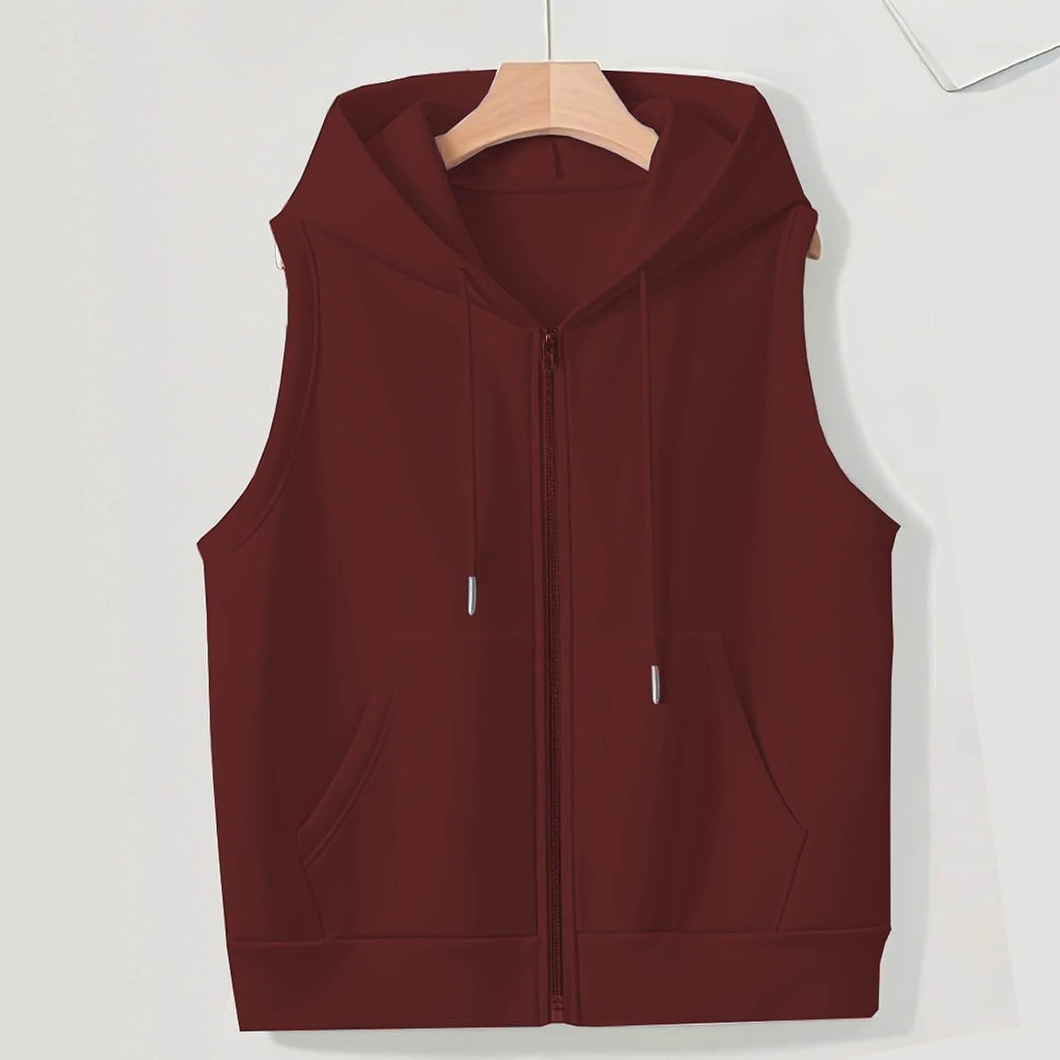 image:imageWomens Oversized Zip Up Sweatshirts Sleeveless Hoodie Lightweight Jackets Vest Plus Size Fall Lightweight CoatWine