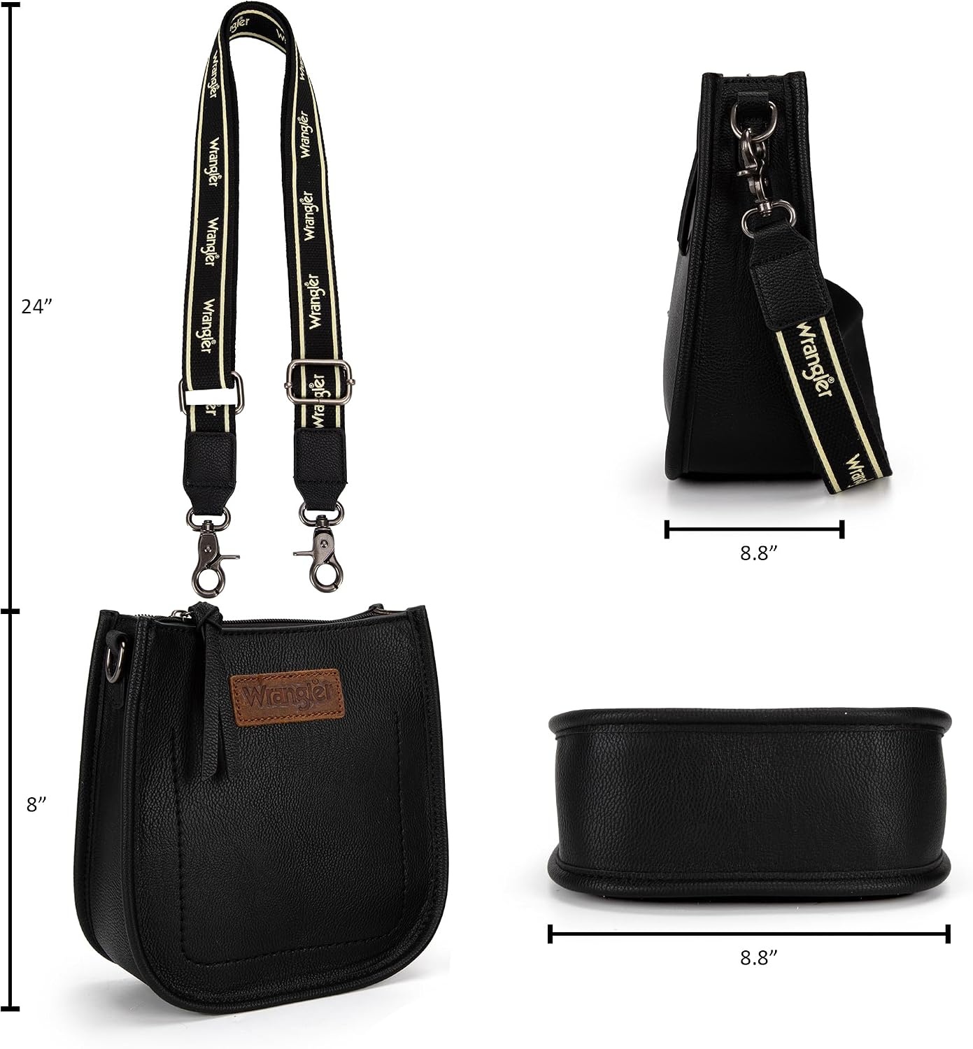 image:imageWrangler Small Crossbody Bag for Women Mini Shoulder Purse with Adjustable Strap Vegan Leather Phone PurseBlack