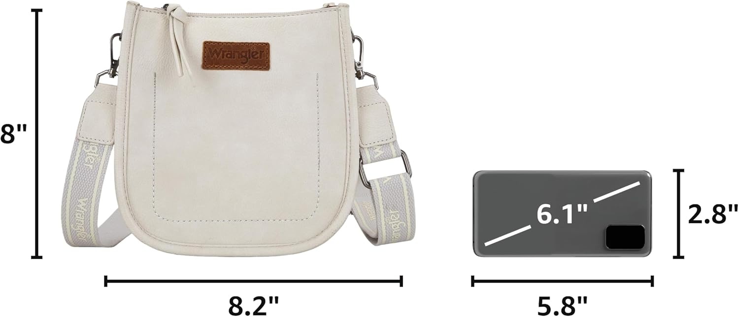 image:imageWrangler Small Crossbody Bag for Women Mini Shoulder Purse with Adjustable Strap Vegan Leather Phone PurseBlack