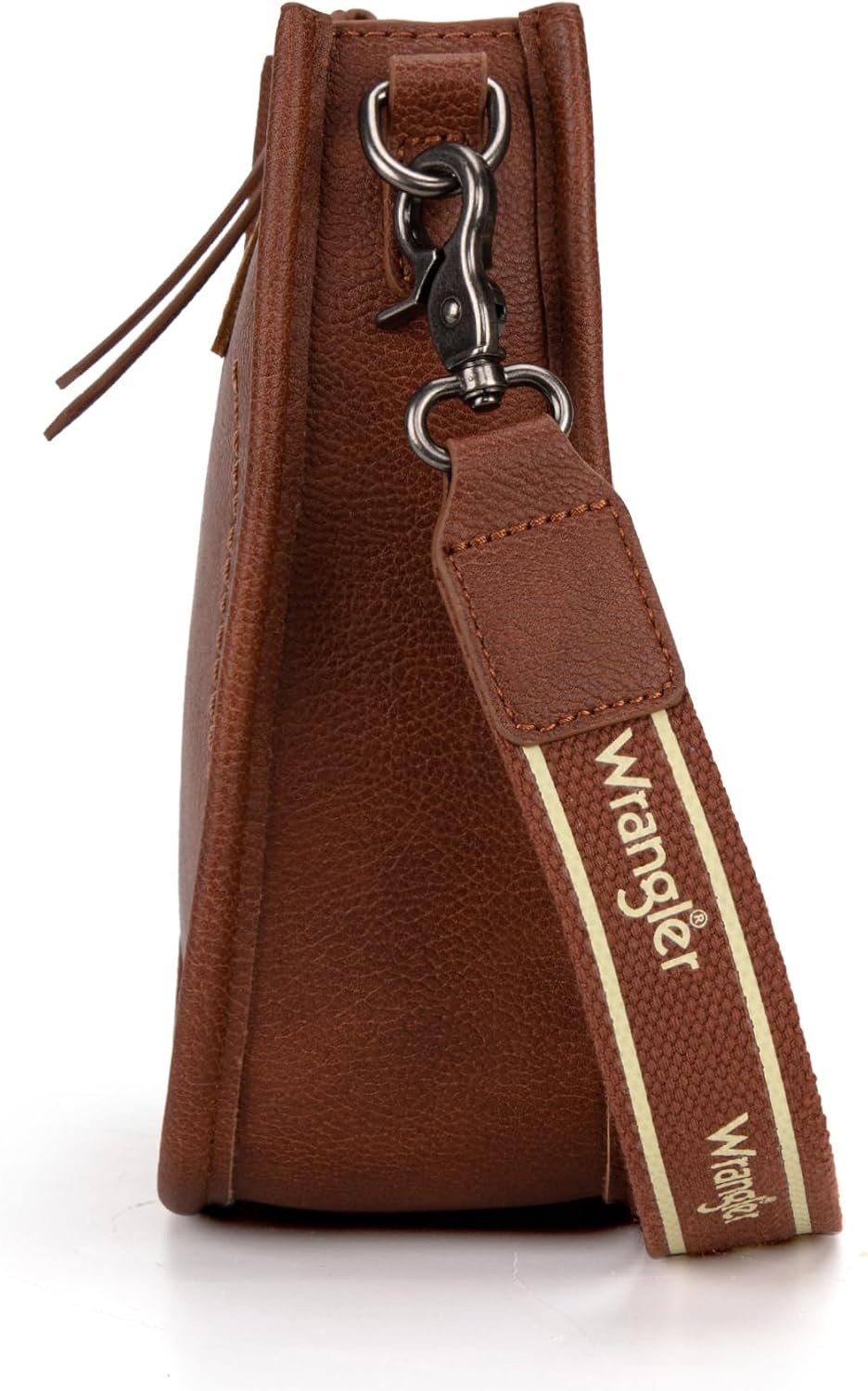 image:imageWrangler Small Crossbody Bag for Women Mini Shoulder Purse with Adjustable Strap Vegan Leather Phone PurseChestnut Brown
