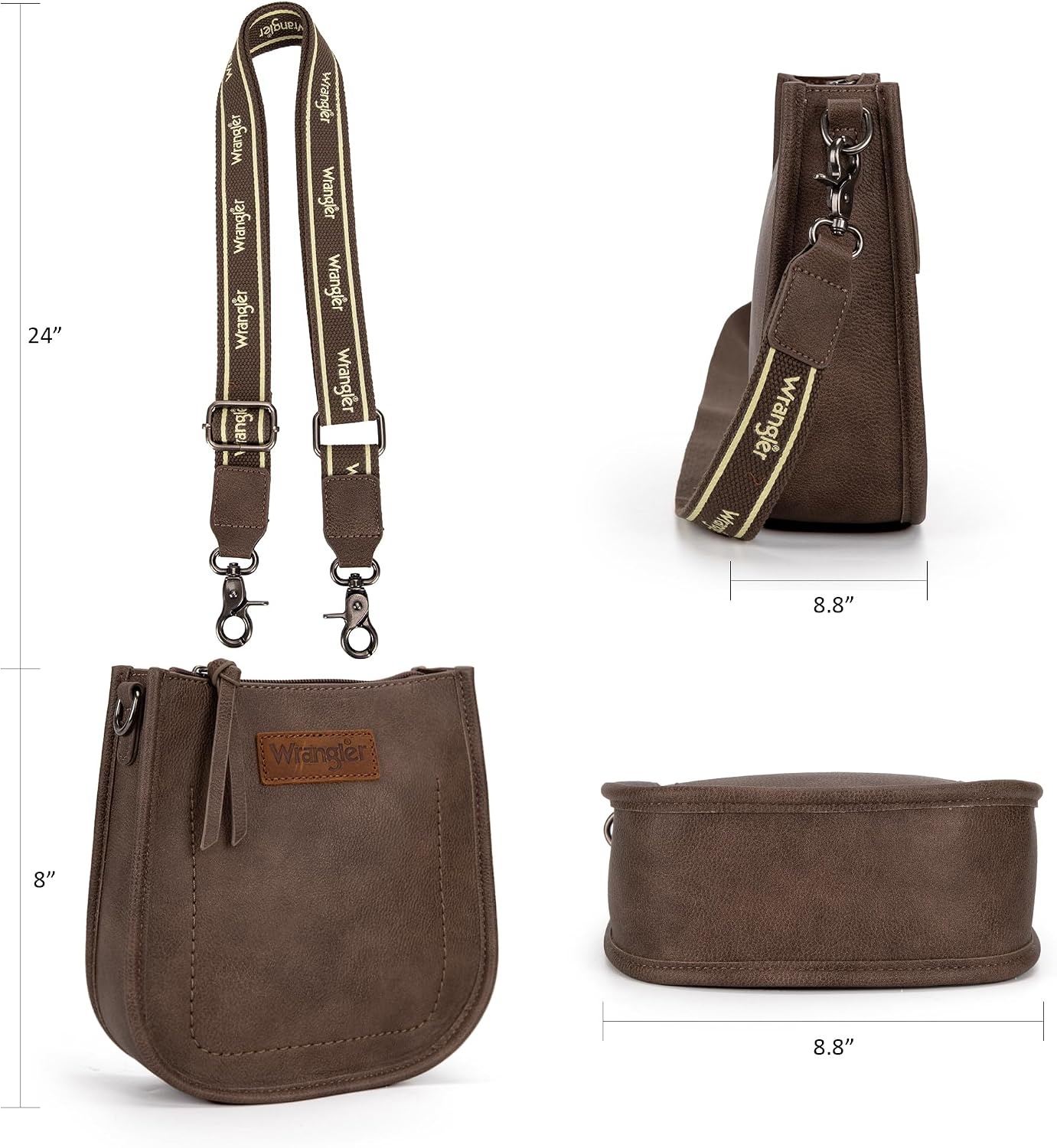 image:imageWrangler Small Crossbody Bag for Women Mini Shoulder Purse with Adjustable Strap Vegan Leather Phone PurseChocolate Brown