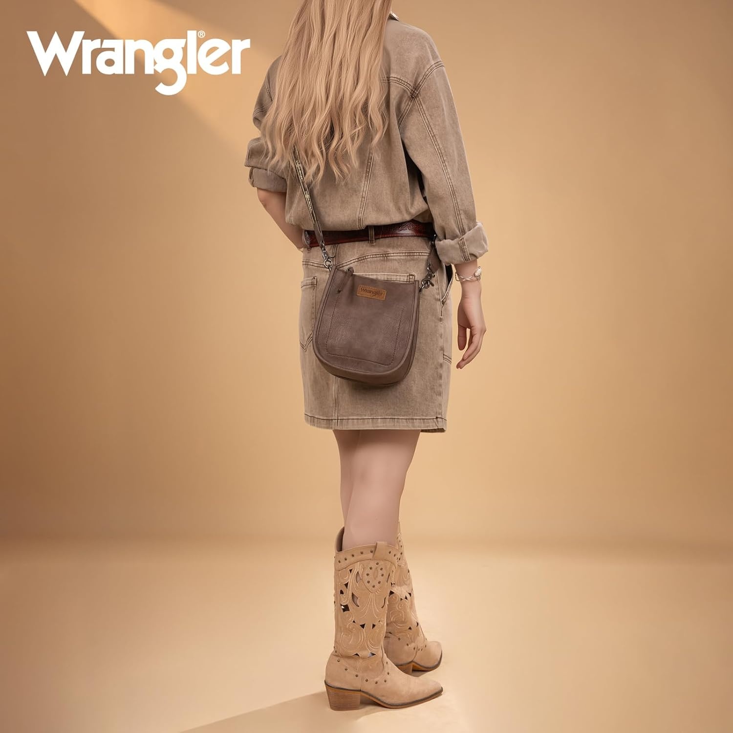 image:imageWrangler Small Crossbody Bag for Women Mini Shoulder Purse with Adjustable Strap Vegan Leather Phone PurseChocolate Brown