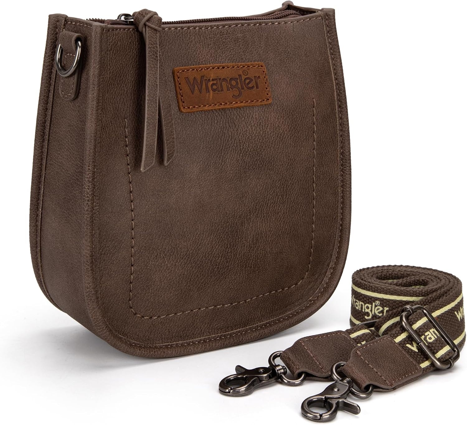 image:imageWrangler Small Crossbody Bag for Women Mini Shoulder Purse with Adjustable Strap Vegan Leather Phone PurseChocolate Brown