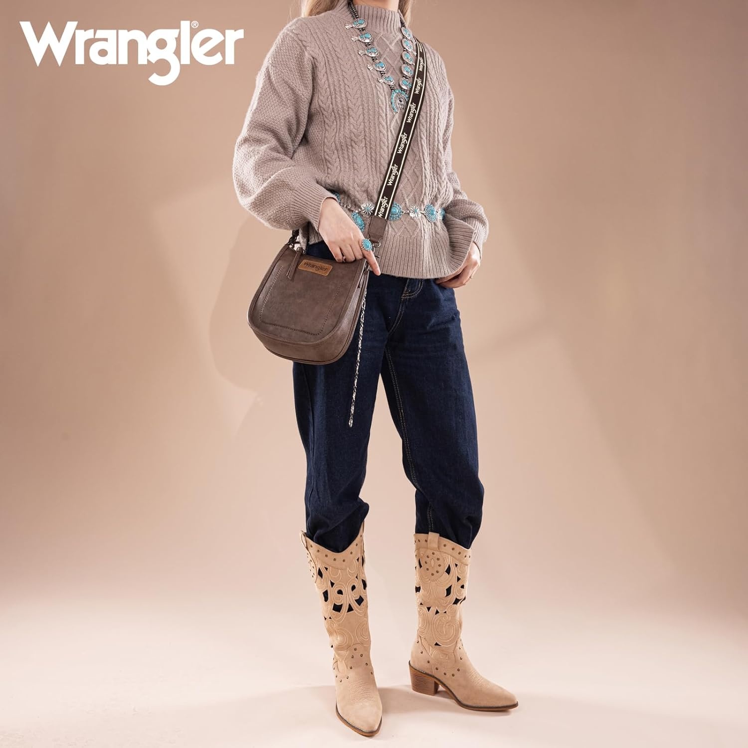 image:imageWrangler Small Crossbody Bag for Women Mini Shoulder Purse with Adjustable Strap Vegan Leather Phone PurseChocolate Brown