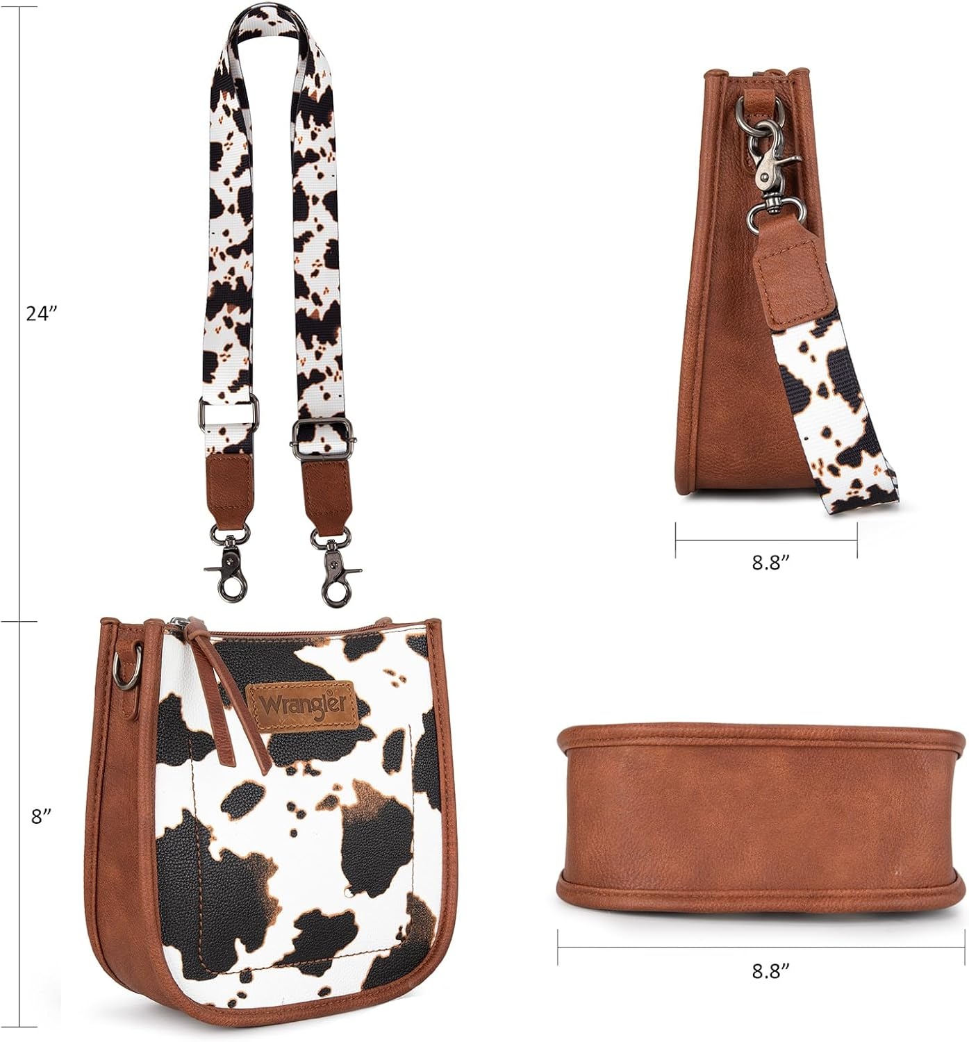 image:imageWrangler Small Crossbody Bag for Women Mini Shoulder Purse with Adjustable Strap Vegan Leather Phone PurseCow