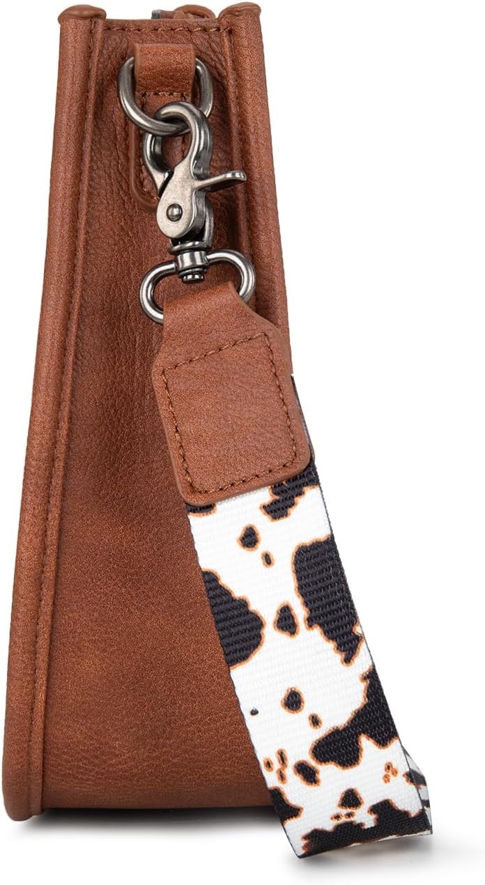 image:imageWrangler Small Crossbody Bag for Women Mini Shoulder Purse with Adjustable Strap Vegan Leather Phone PurseCow