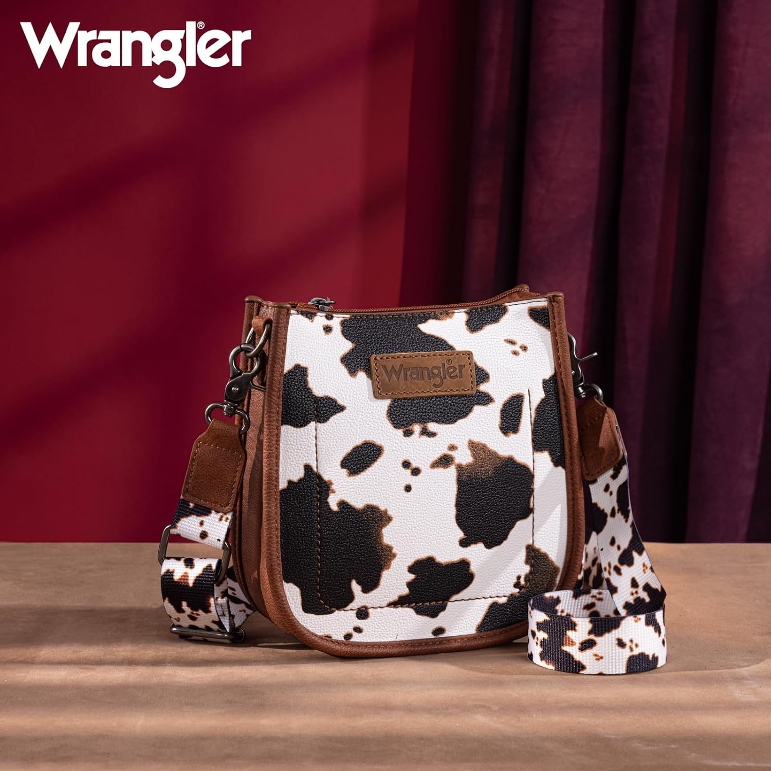 image:imageWrangler Small Crossbody Bag for Women Mini Shoulder Purse with Adjustable Strap Vegan Leather Phone PurseCow