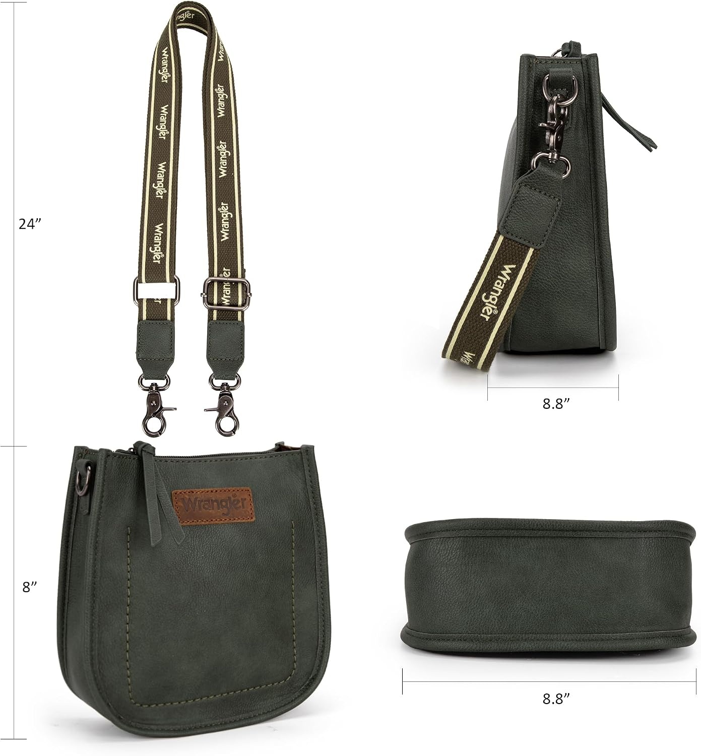 image:imageWrangler Small Crossbody Bag for Women Mini Shoulder Purse with Adjustable Strap Vegan Leather Phone PurseGreen