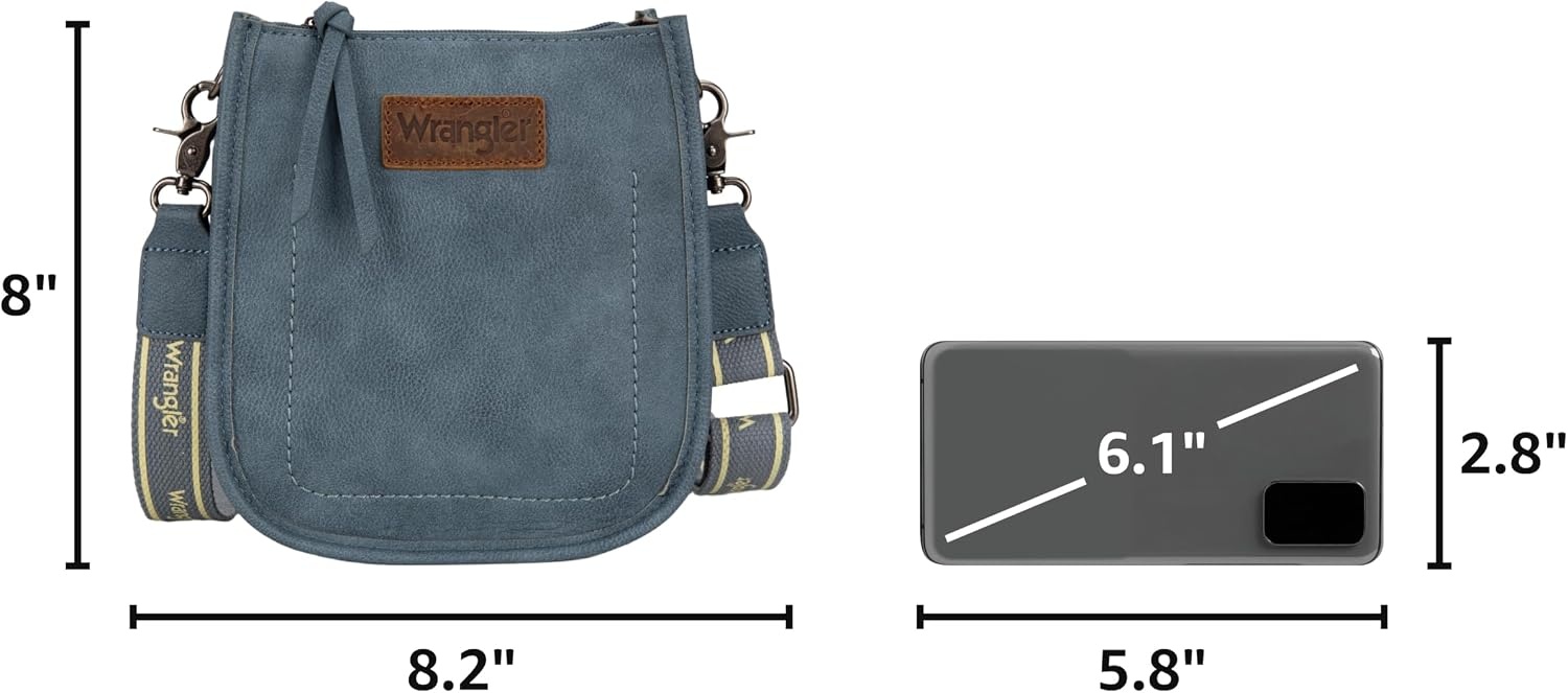 image:imageWrangler Small Crossbody Bag for Women Mini Shoulder Purse with Adjustable Strap Vegan Leather Phone PurseJean