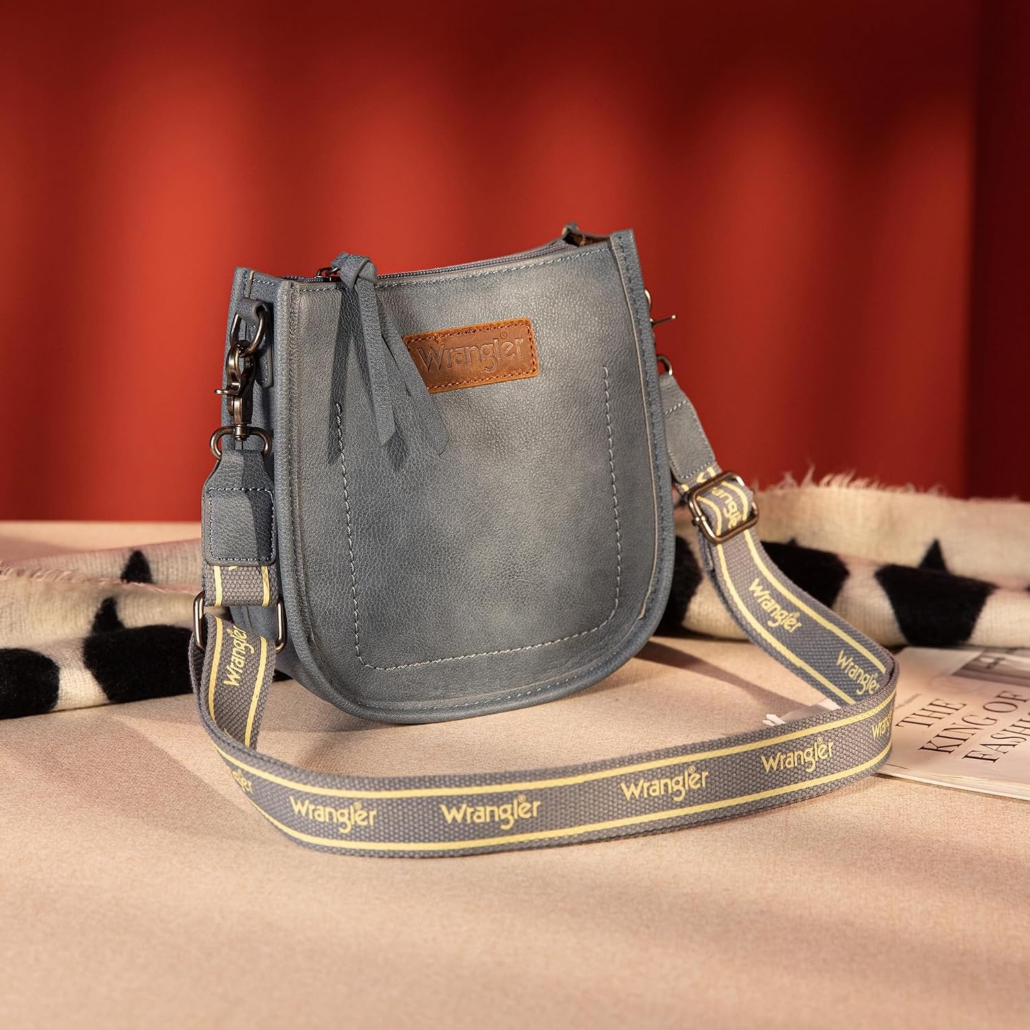 image:imageWrangler Small Crossbody Bag for Women Mini Shoulder Purse with Adjustable Strap Vegan Leather Phone PurseJean