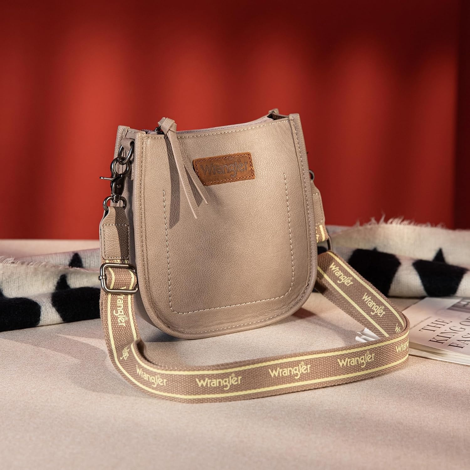 image:imageWrangler Small Crossbody Bag for Women Mini Shoulder Purse with Adjustable Strap Vegan Leather Phone PurseKhaki