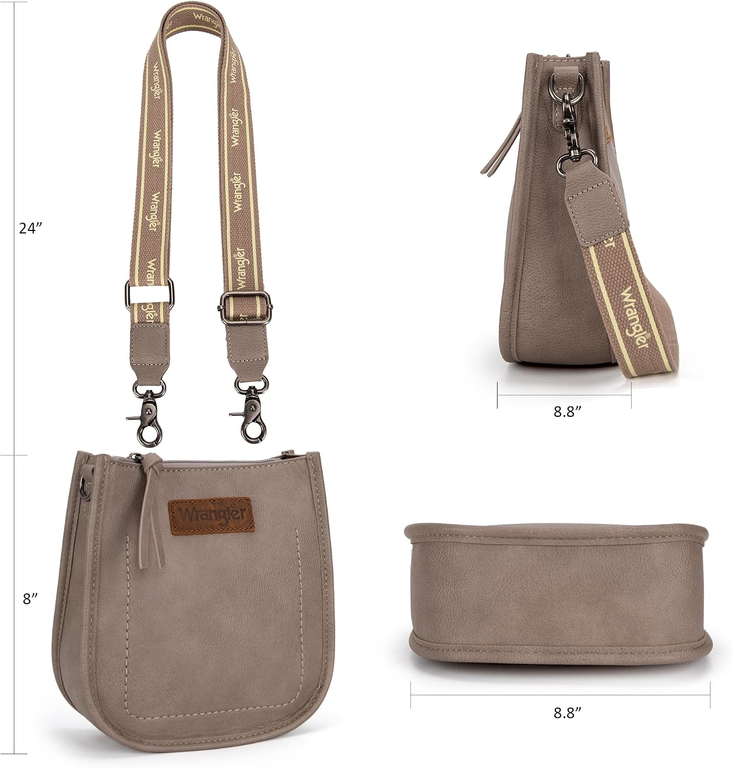 image:imageWrangler Small Crossbody Bag for Women Mini Shoulder Purse with Adjustable Strap Vegan Leather Phone PurseKhaki